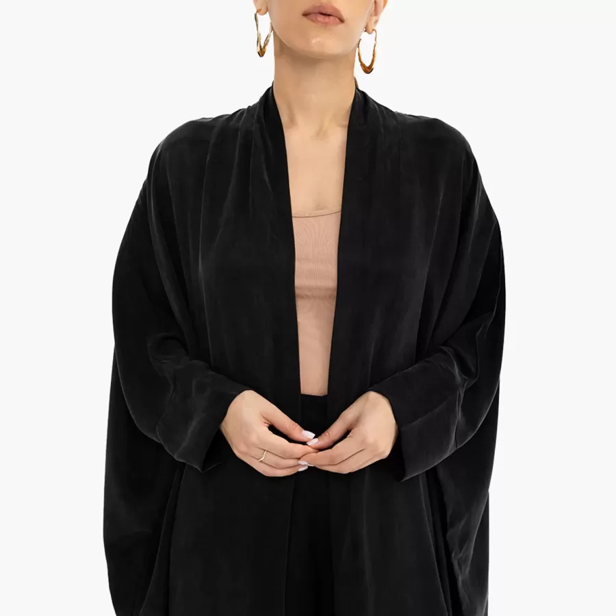 Allure - Washed Silk Bisht Abaya - Image 3