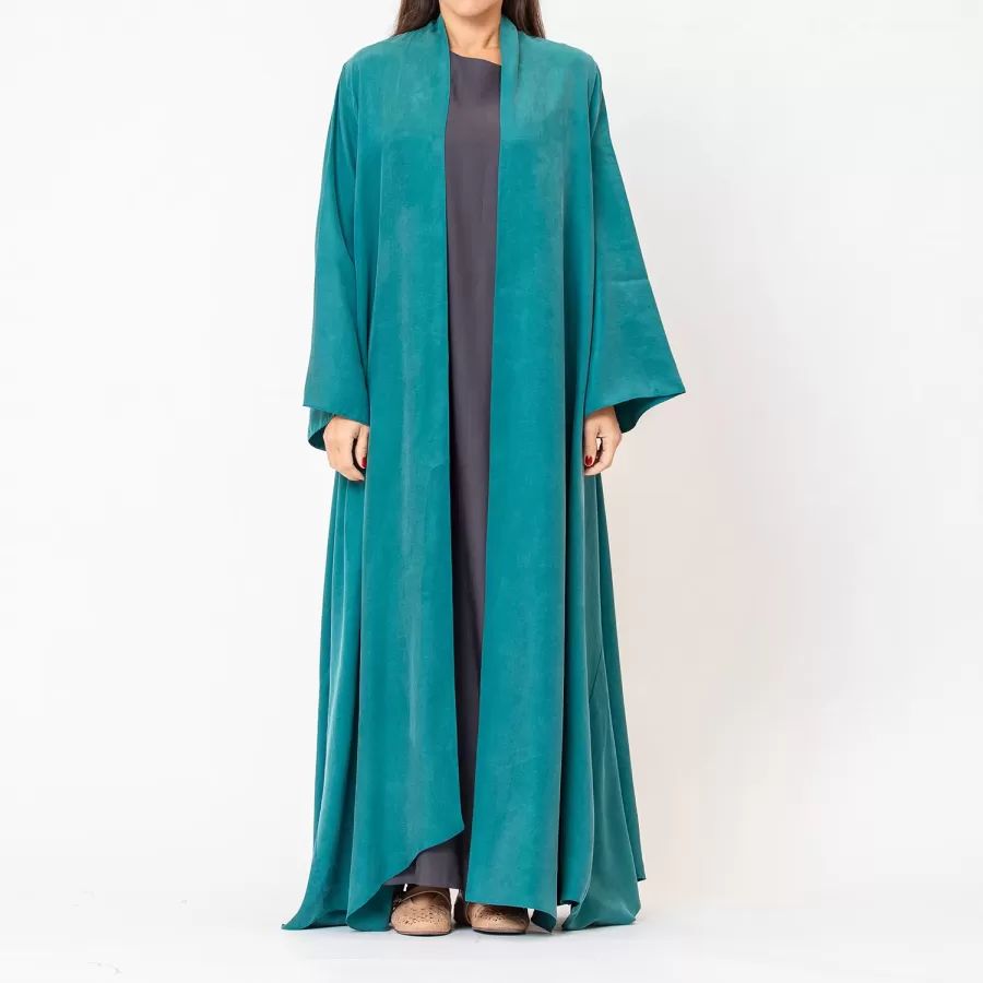 Palome - Ribbed Washed Silk Flared Abaya