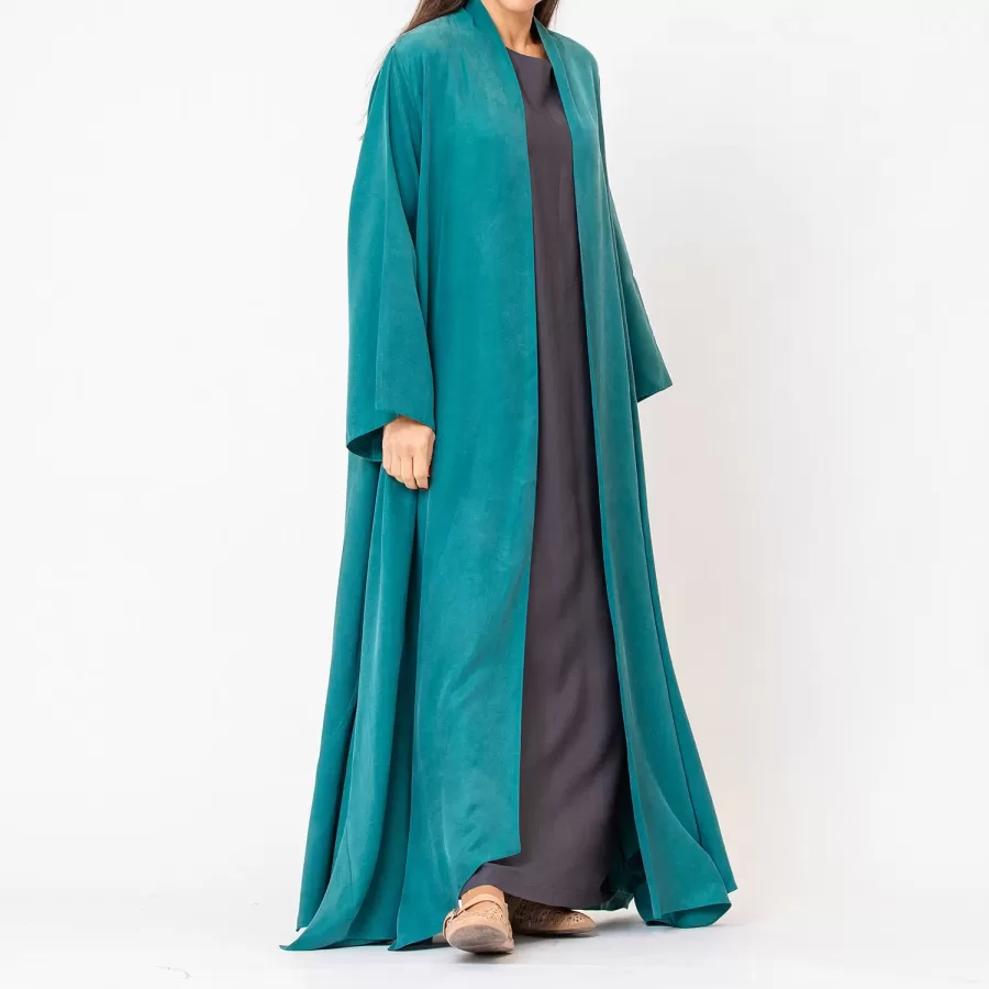 Palome - Ribbed Washed Silk Flared Abaya - Image 4
