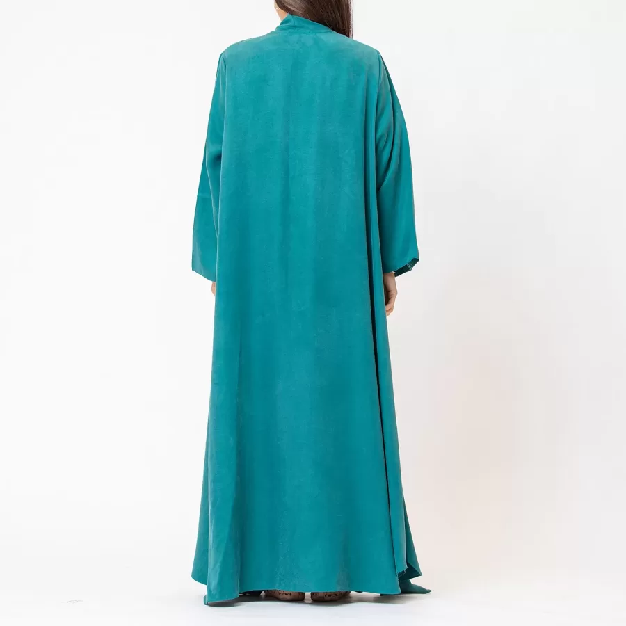 Palome - Ribbed Washed Silk Flared Abaya - Image 5