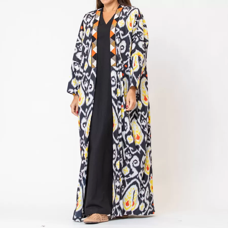 Canopy - Ikat Cotton Abaya with Linen Dress - Image 3