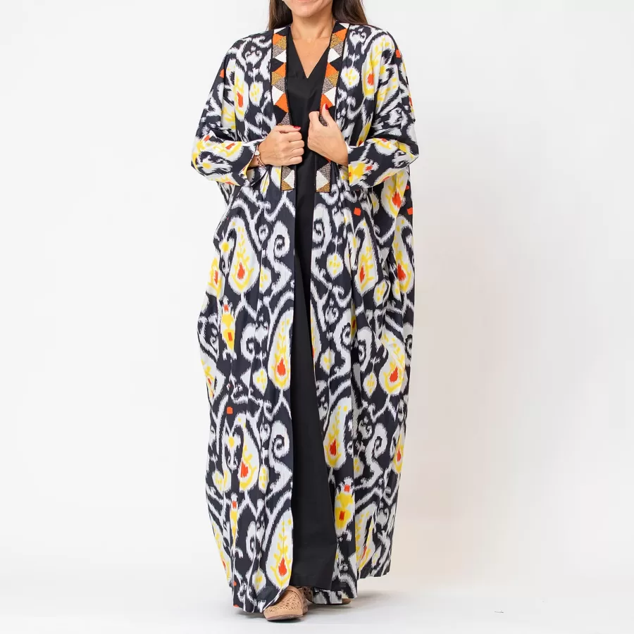 Canopy - Ikat Cotton Abaya with Linen Dress - Image 4