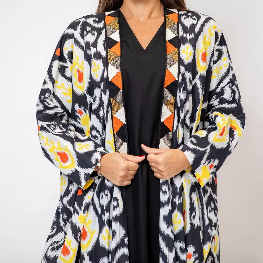 Canopy - Ikat Cotton Abaya with Linen Dress - Image 2