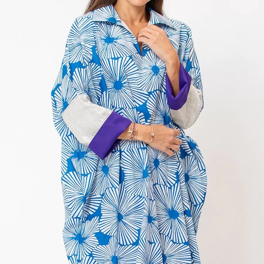 Sapphire - Abstract Print Cotton Kaftan - Image 2