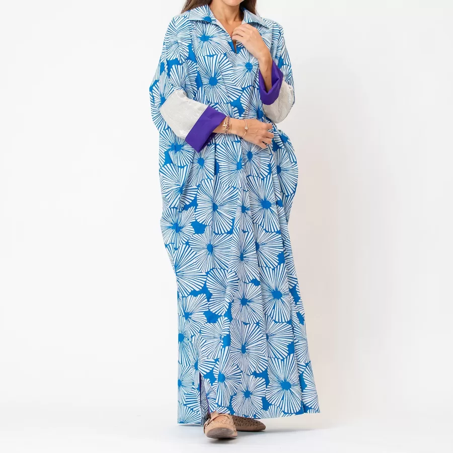 Sapphire - Abstract Print Cotton Kaftan - Image 4