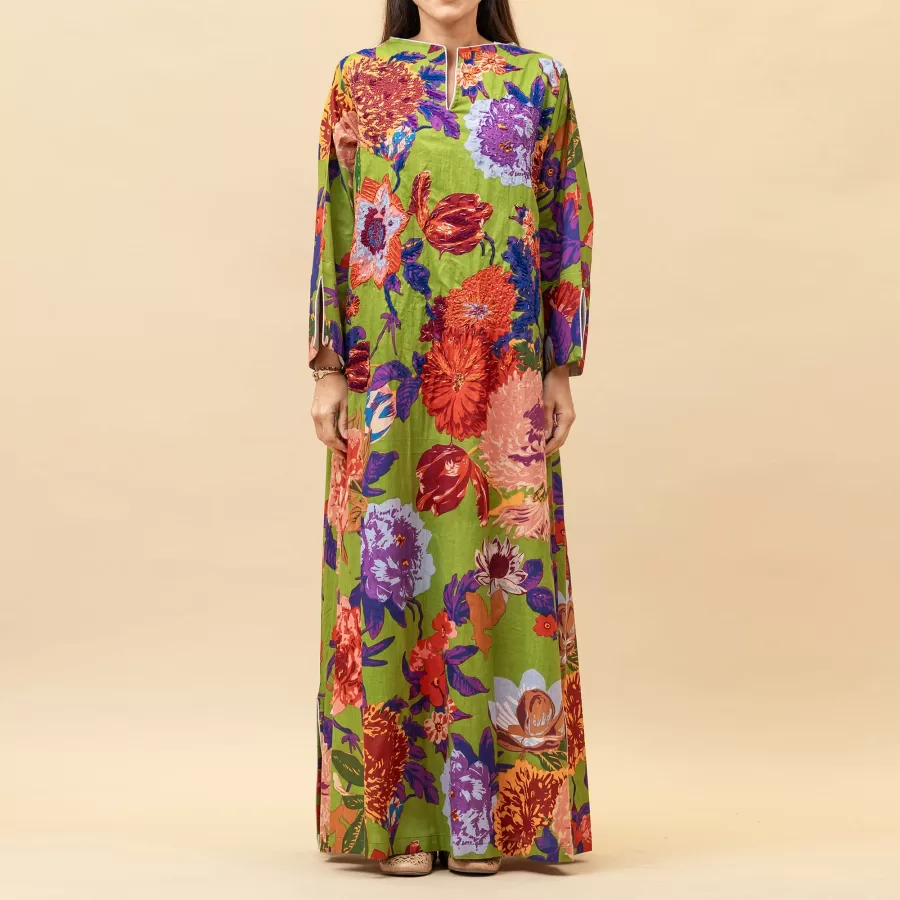 Clove 2.0  - Floral Cotton Embroidered Maxi Dress
