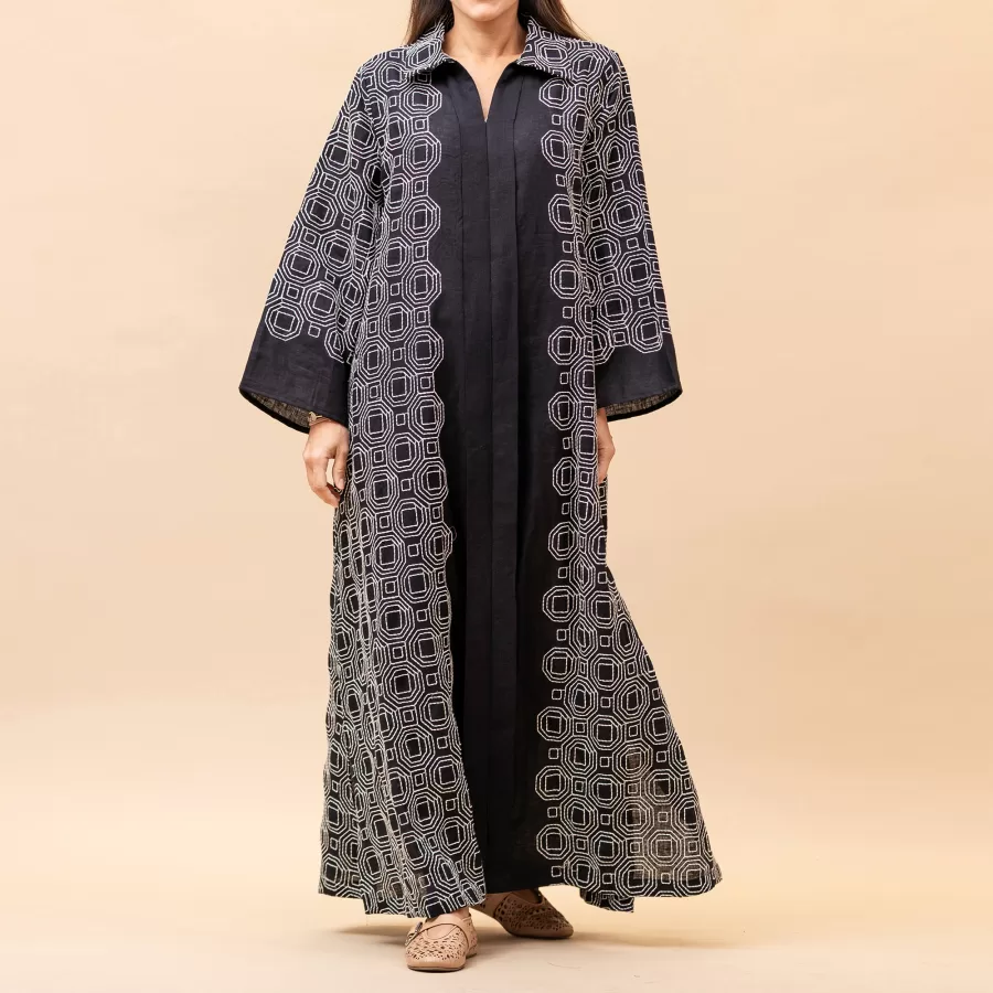 Topaz 2.0  - Embroidered Linen Kaftan - Image 4