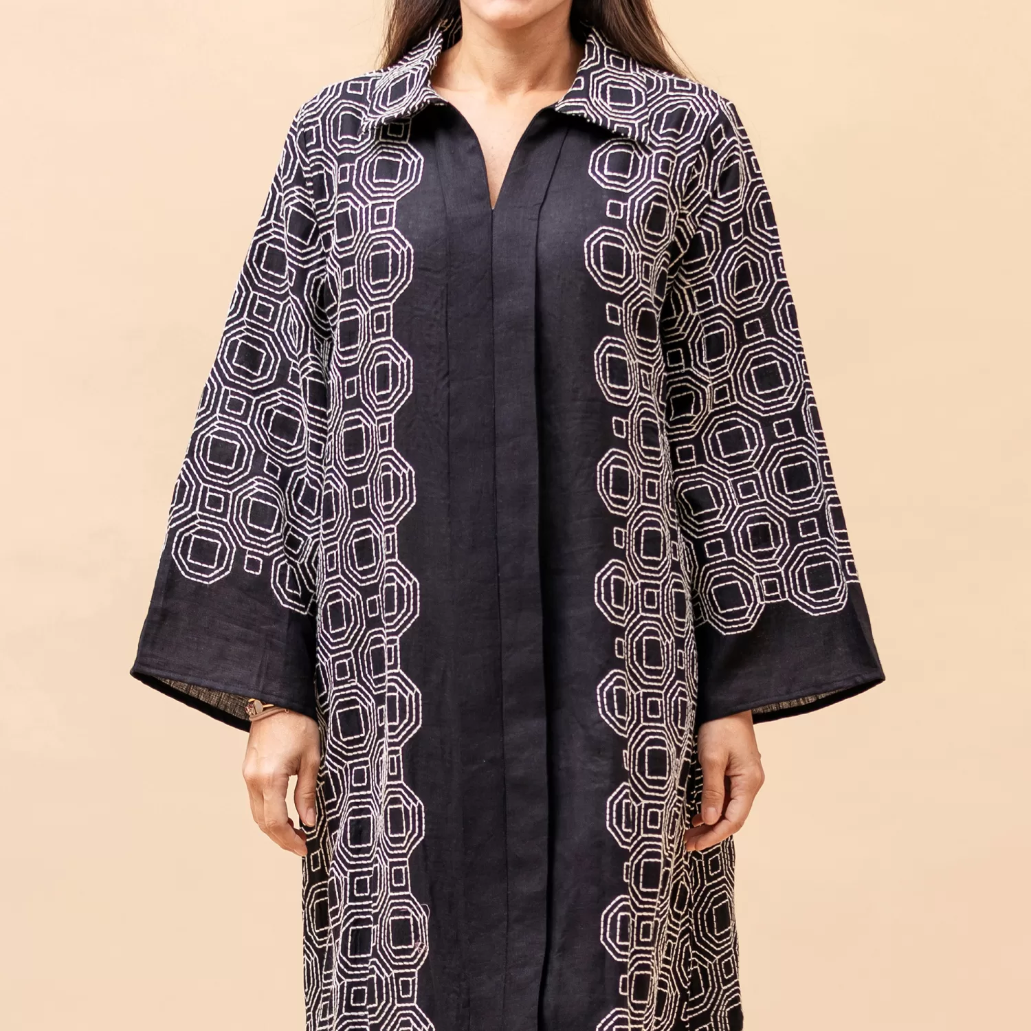 Topaz 2.0  - Embroidered Linen Kaftan - Image 2