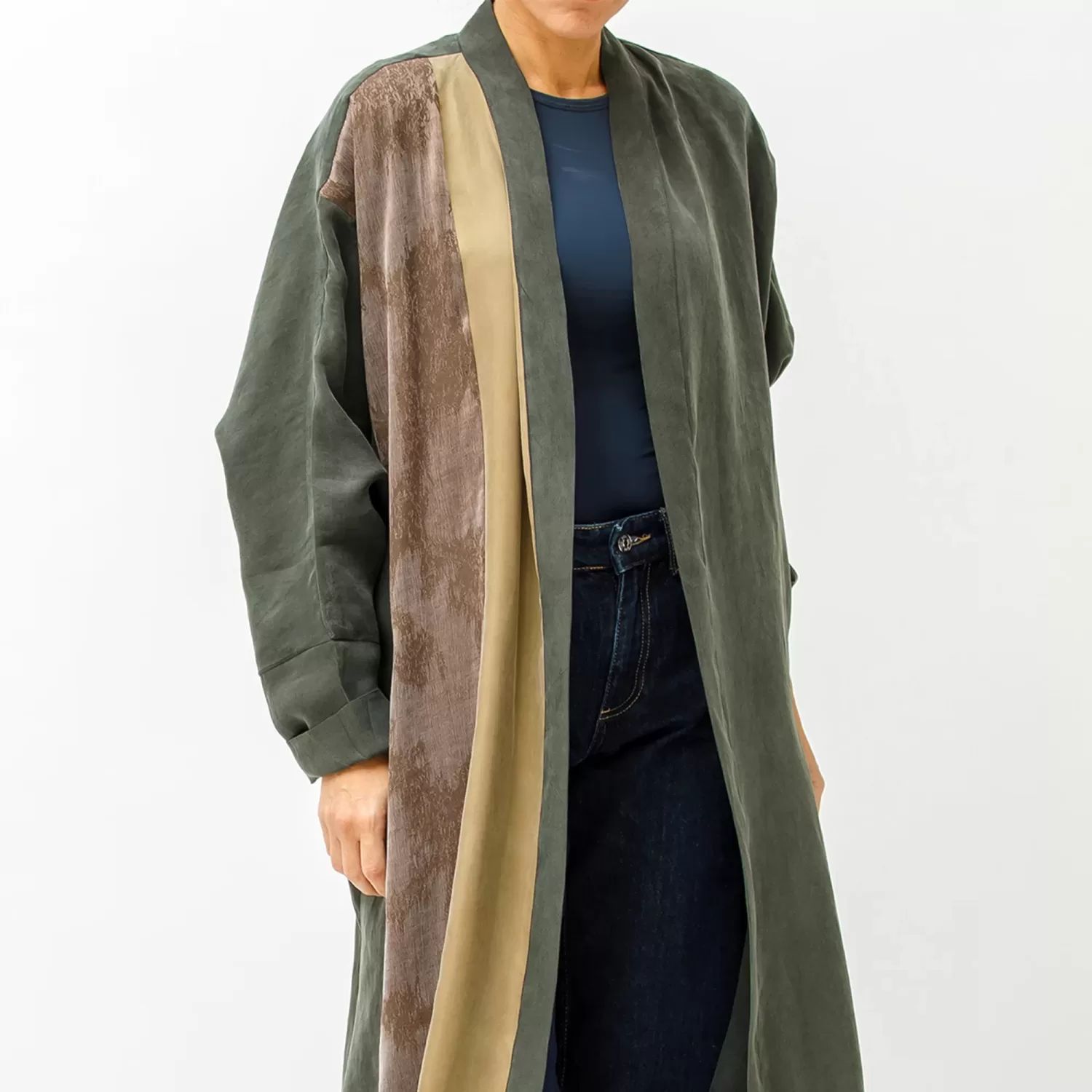 Calico 2.0 - Colorblock Washed Silk Abaya - Image 2