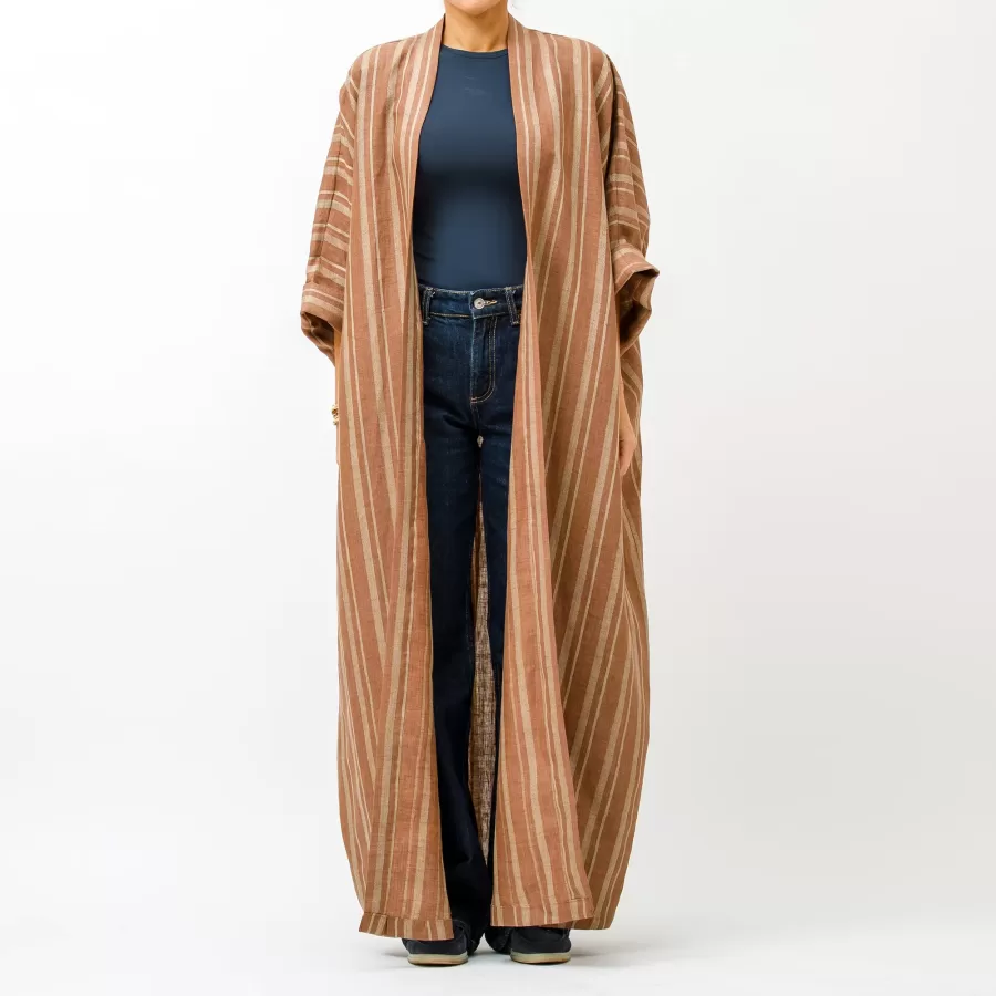 Antalya Striped - Woven Linen Oversized Kaftan