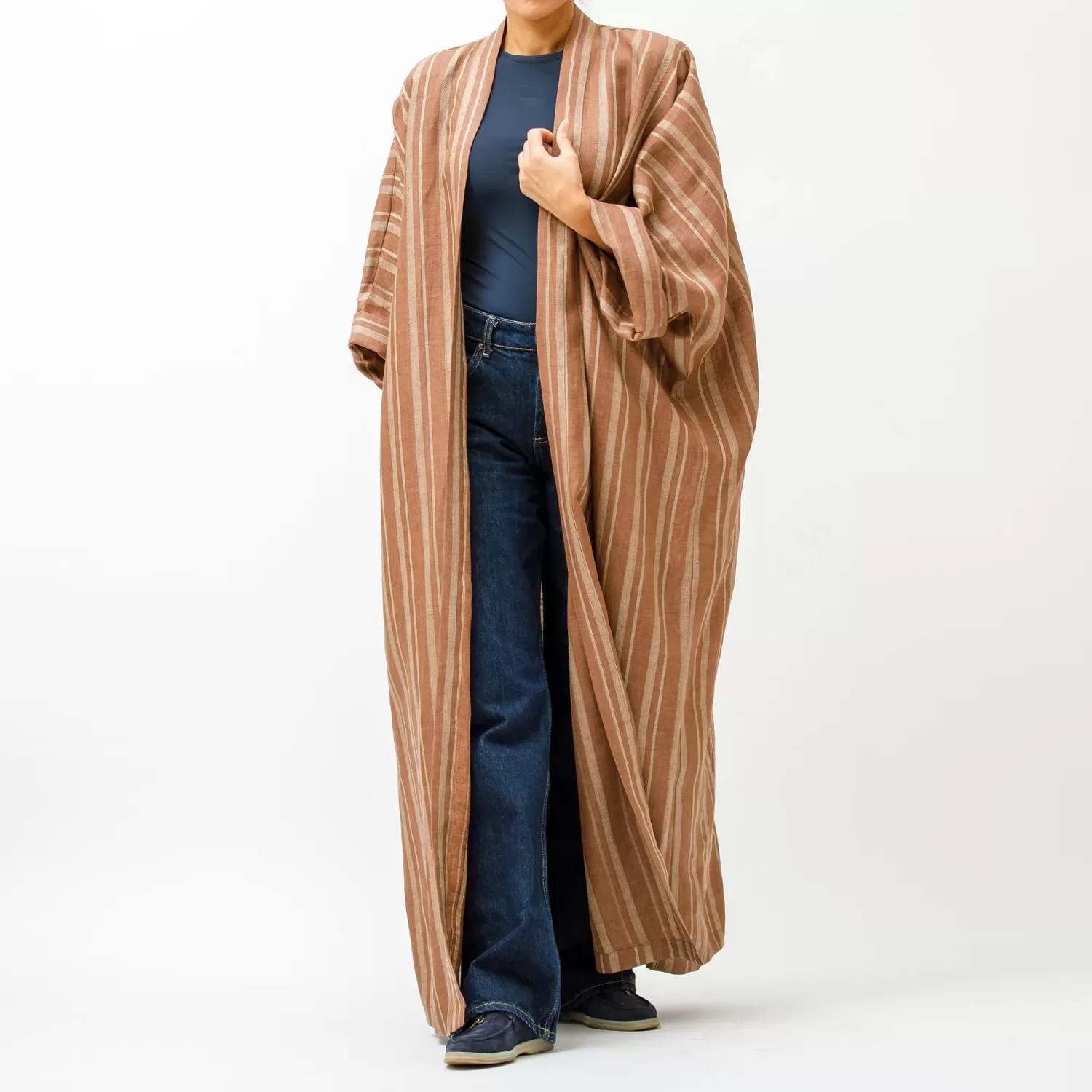 Antalya Striped - Woven Linen Oversized Kaftan - Image 4