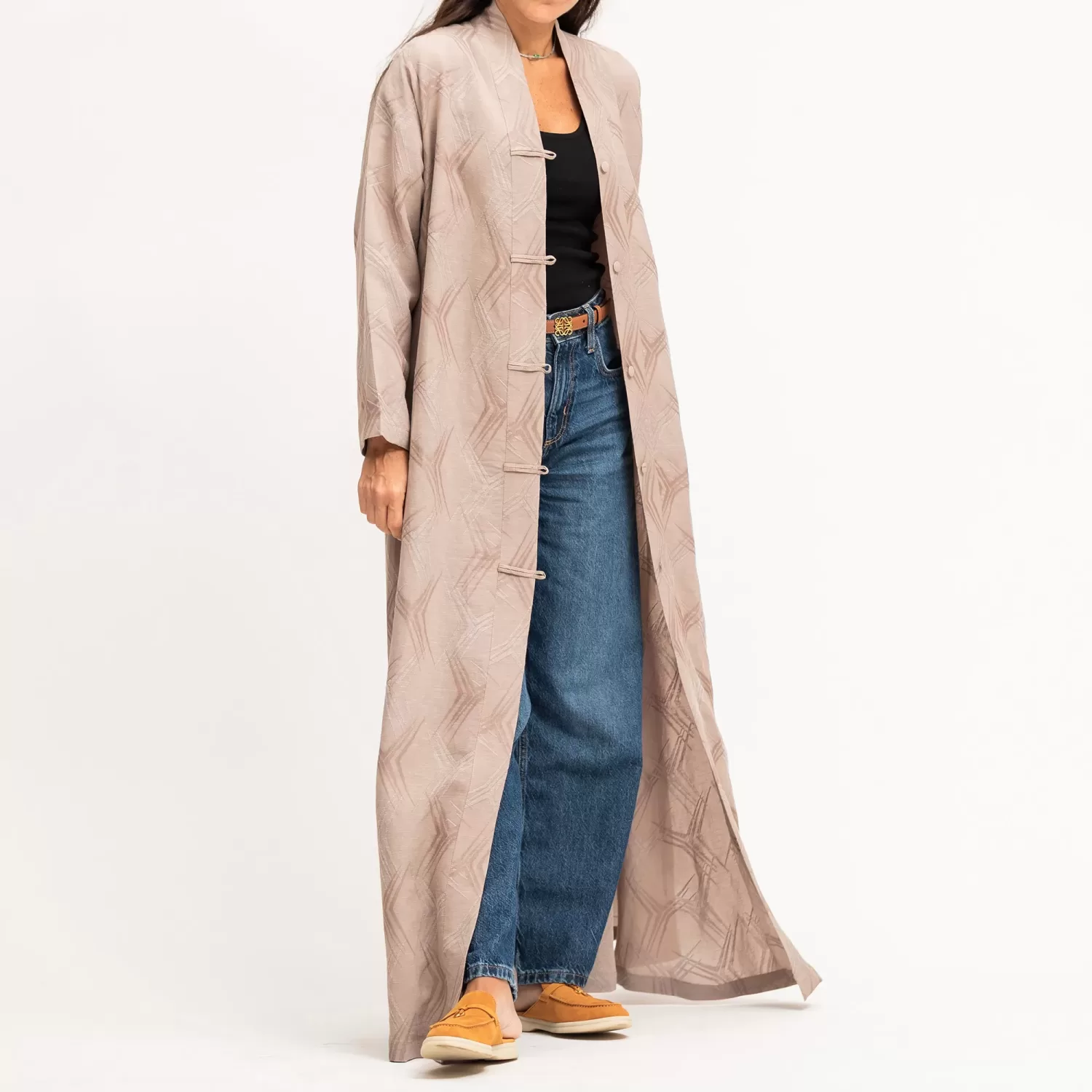 Leo 2.0  - Woven Linen Abaya with Buttons - Image 5