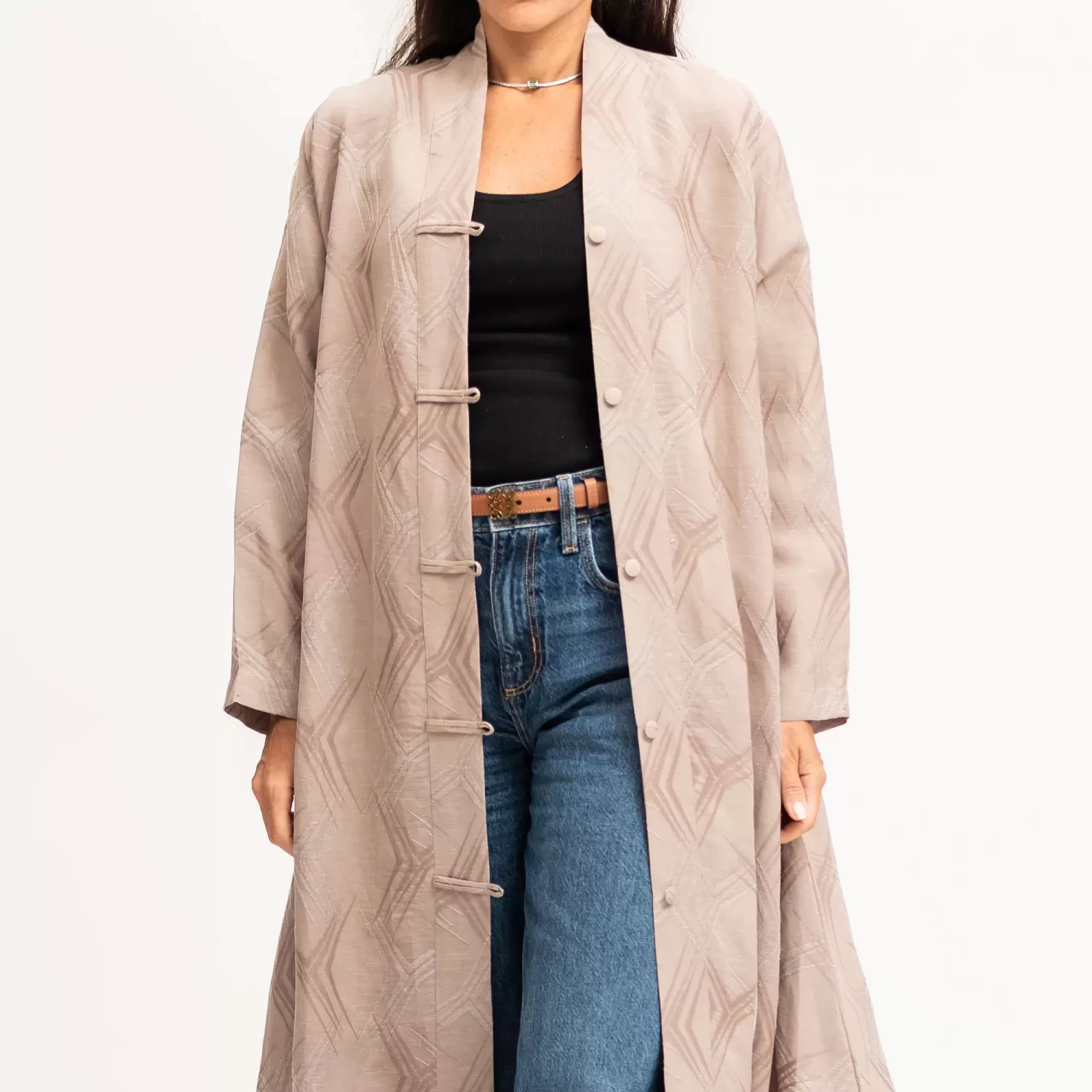 Leo 2.0  - Woven Linen Abaya with Buttons - Image 3