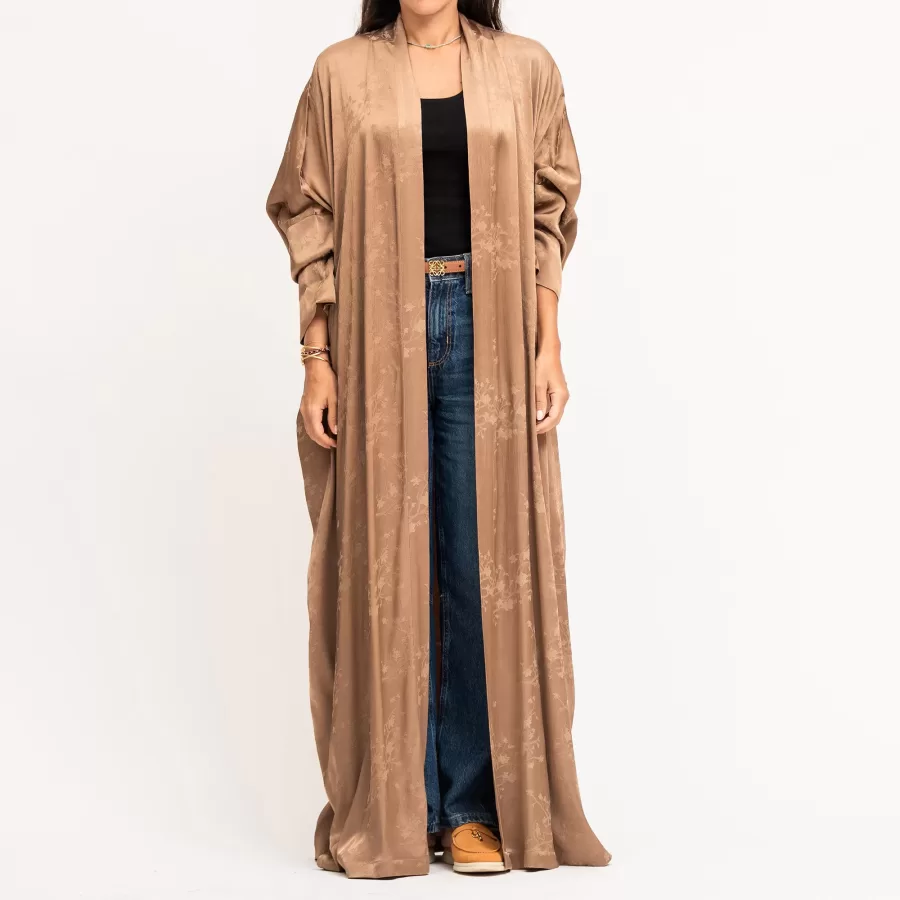 Donna - Linen Silk Self-Print Bisht Abaya