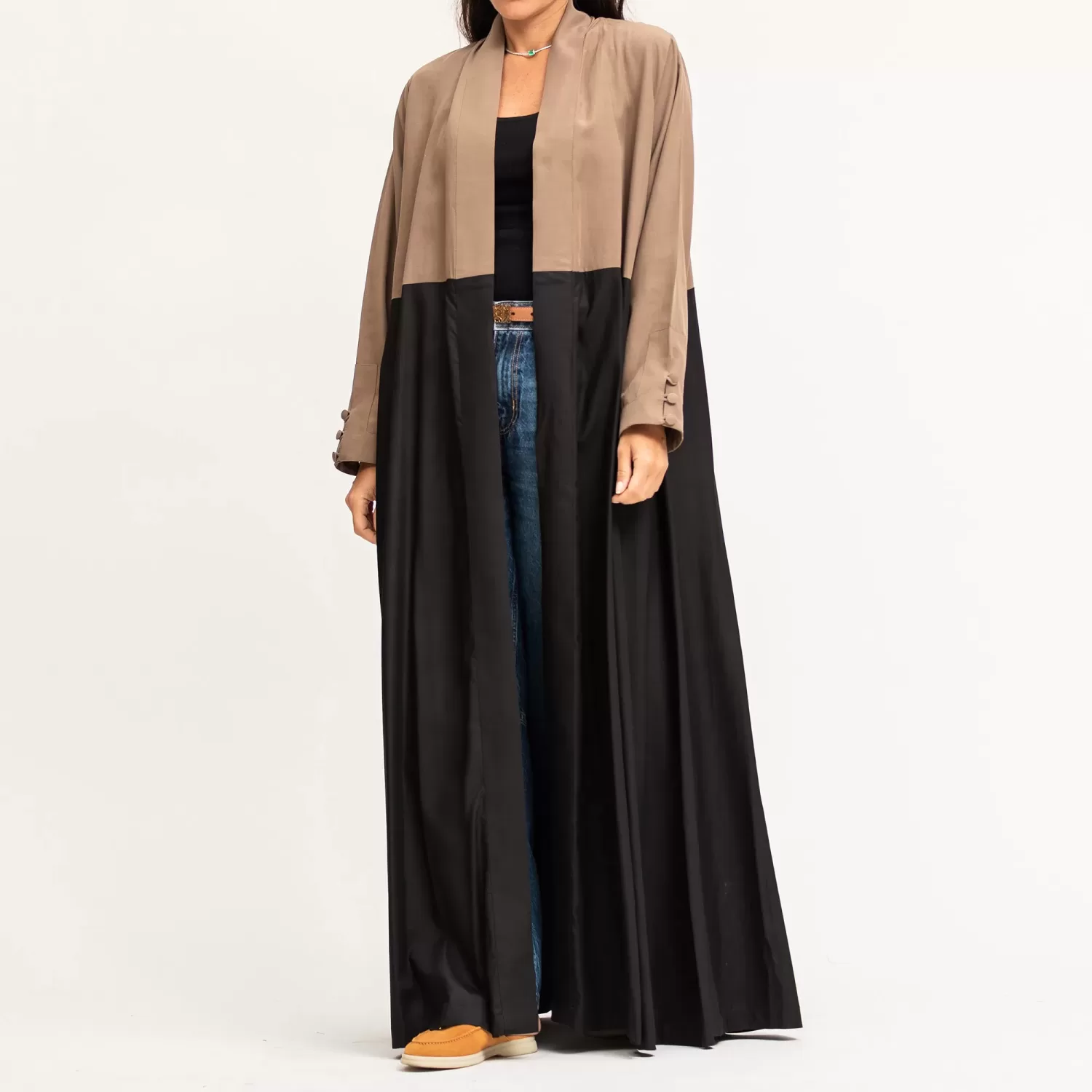 Lexi - Two Tone Cotton Linen Abaya - Image 3