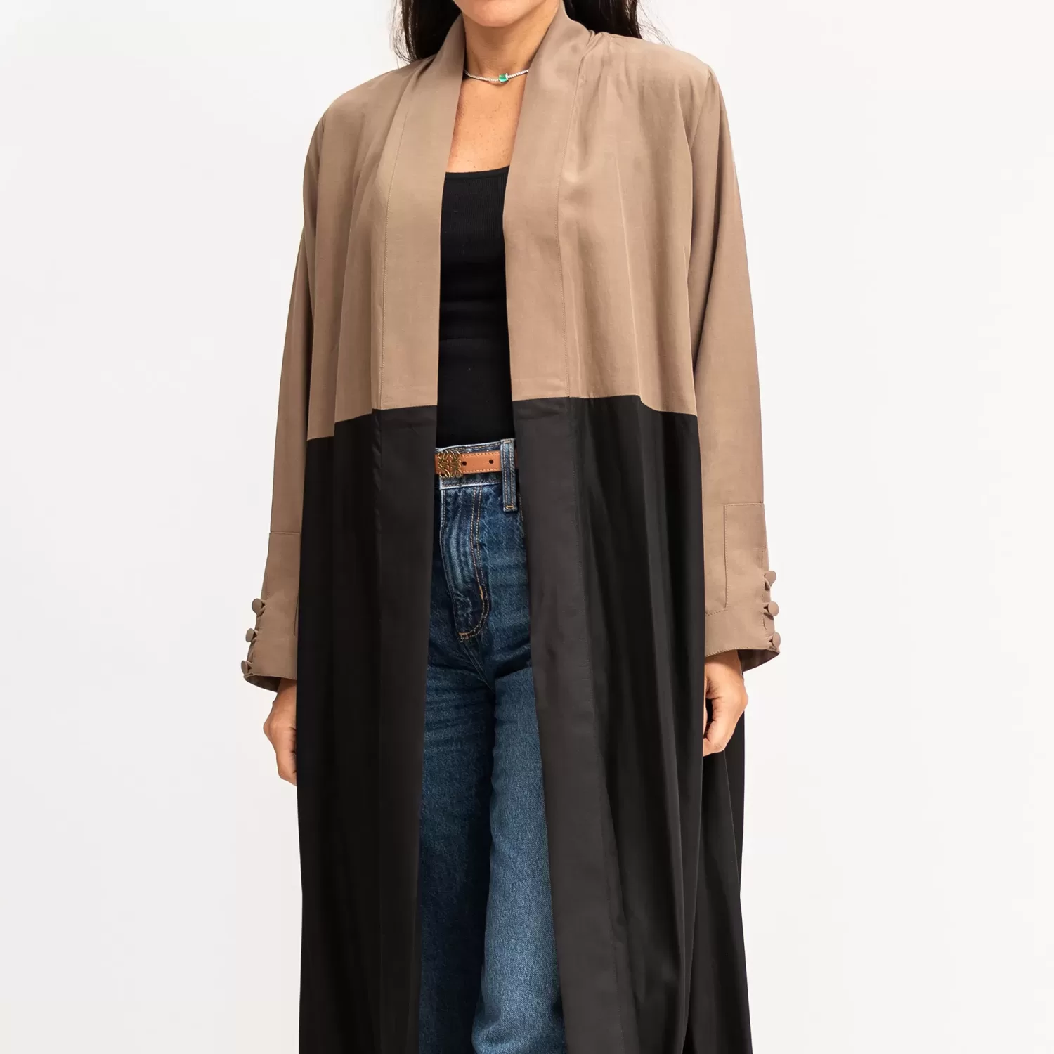 Lexi - Two Tone Cotton Linen Abaya - Image 2