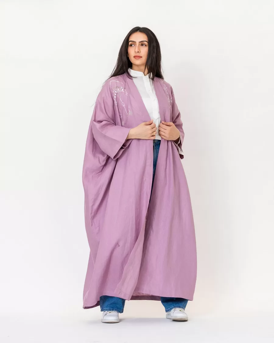 Antalya - Linen Kaftan with Tribal Embroidery - Image 5