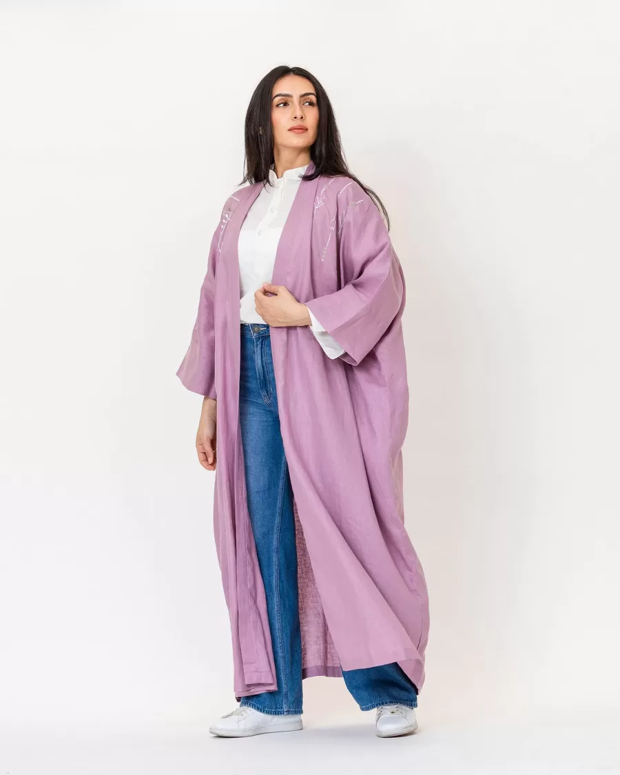 Antalya - Linen Kaftan with Tribal Embroidery - Image 3