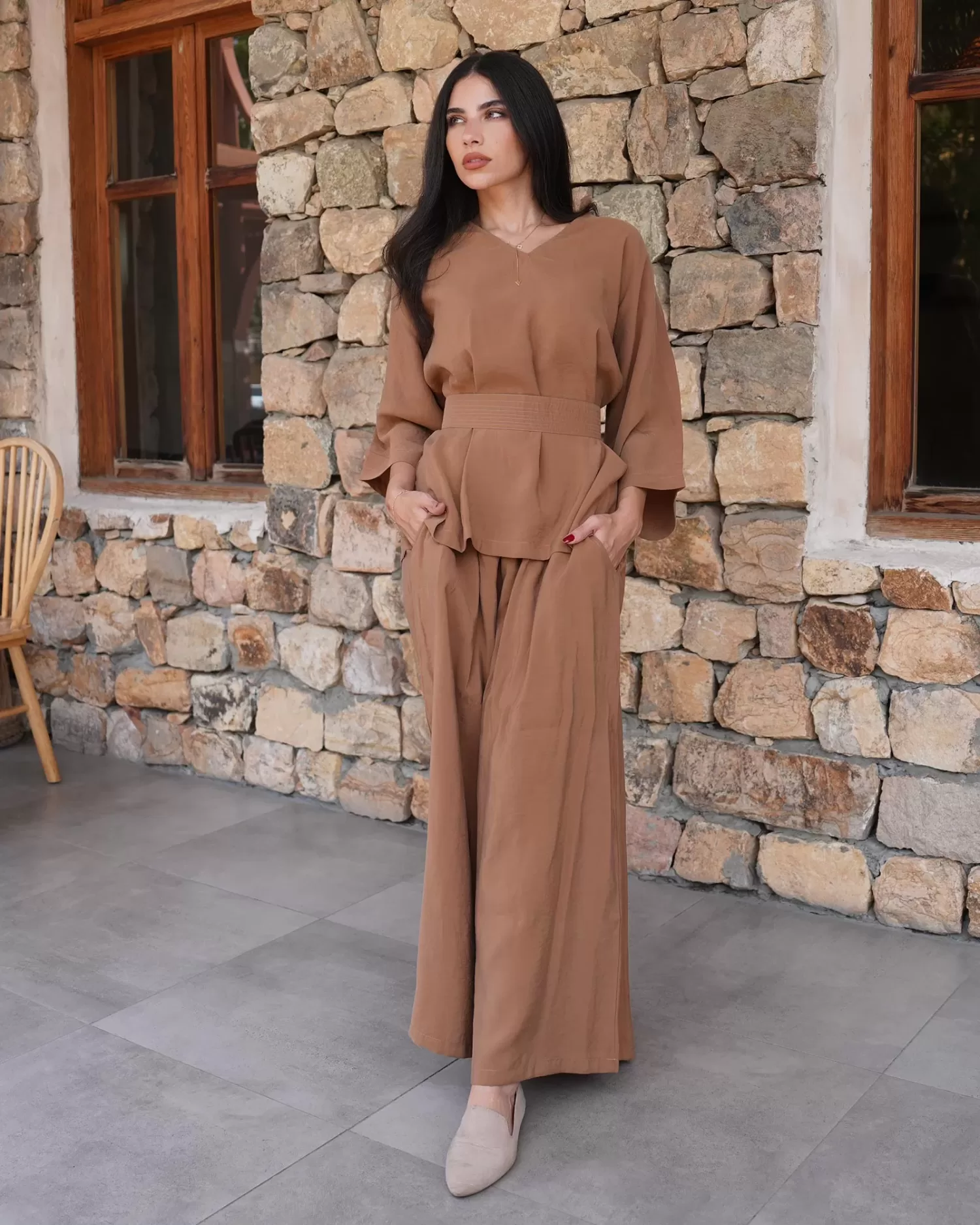 Chelsea Set - Linen Relaxed Fit Top with Culottes - Image 4