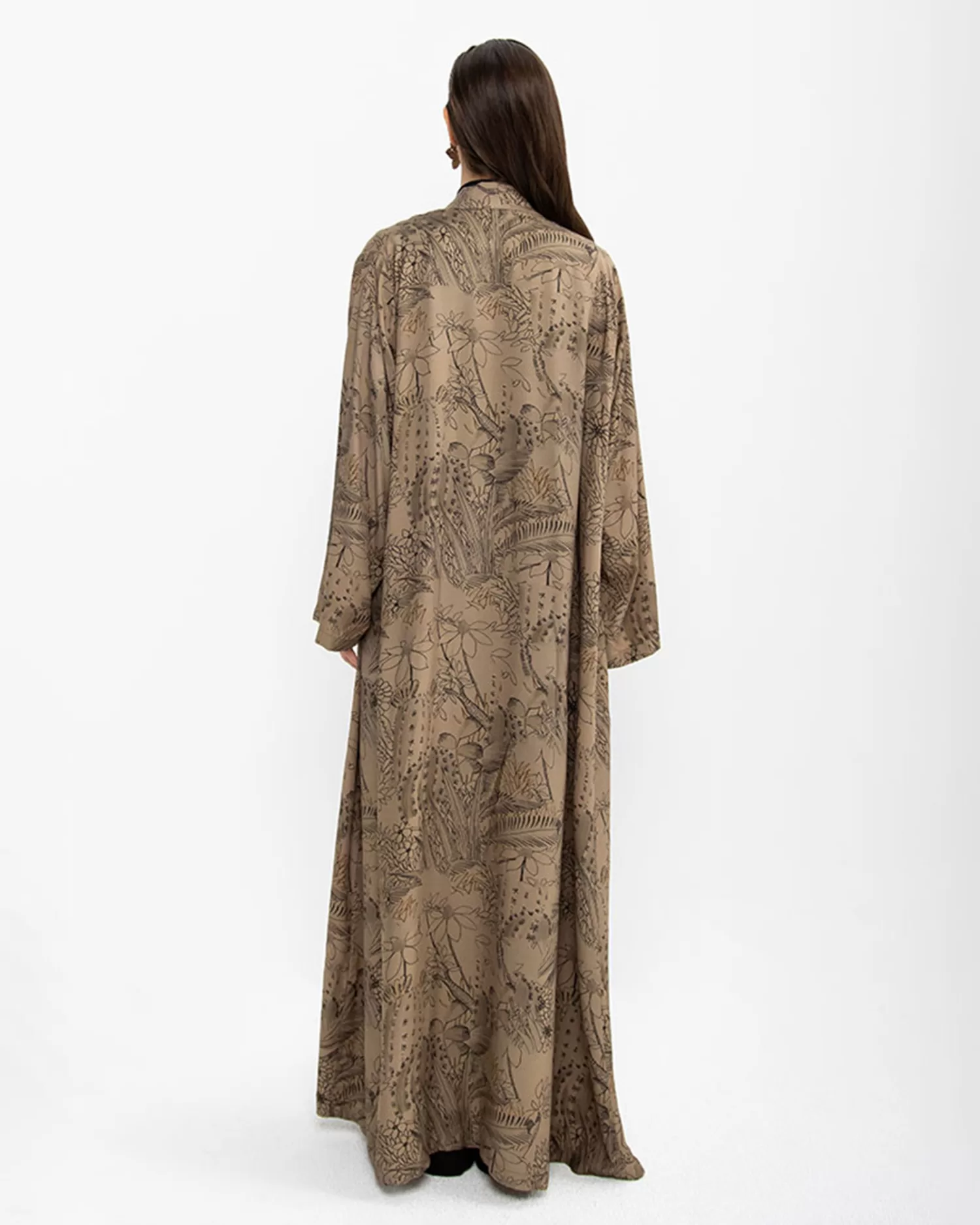 Ursula - Printed Silky Linen Abaya with Chiffon Tarha - Image 7