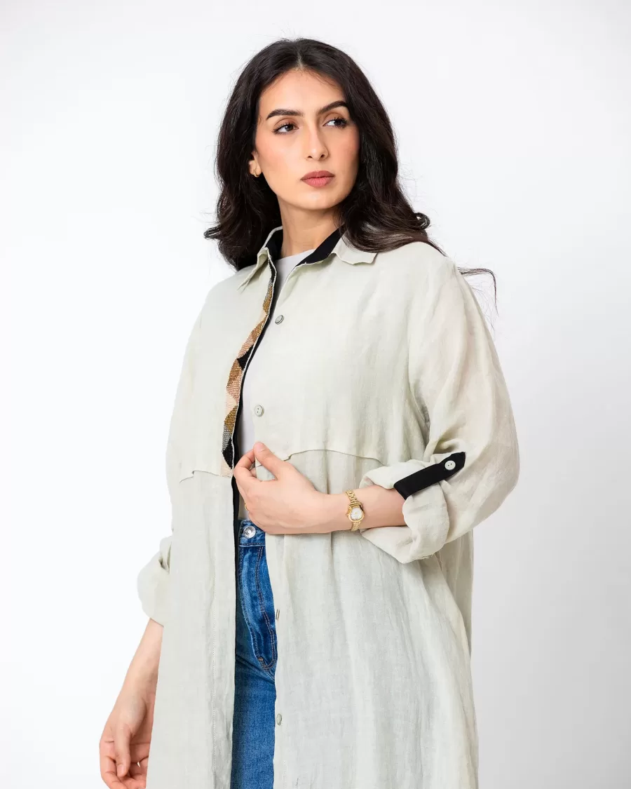 Canopy Shirt - Linen with Beaded Embroidery - Image 3
