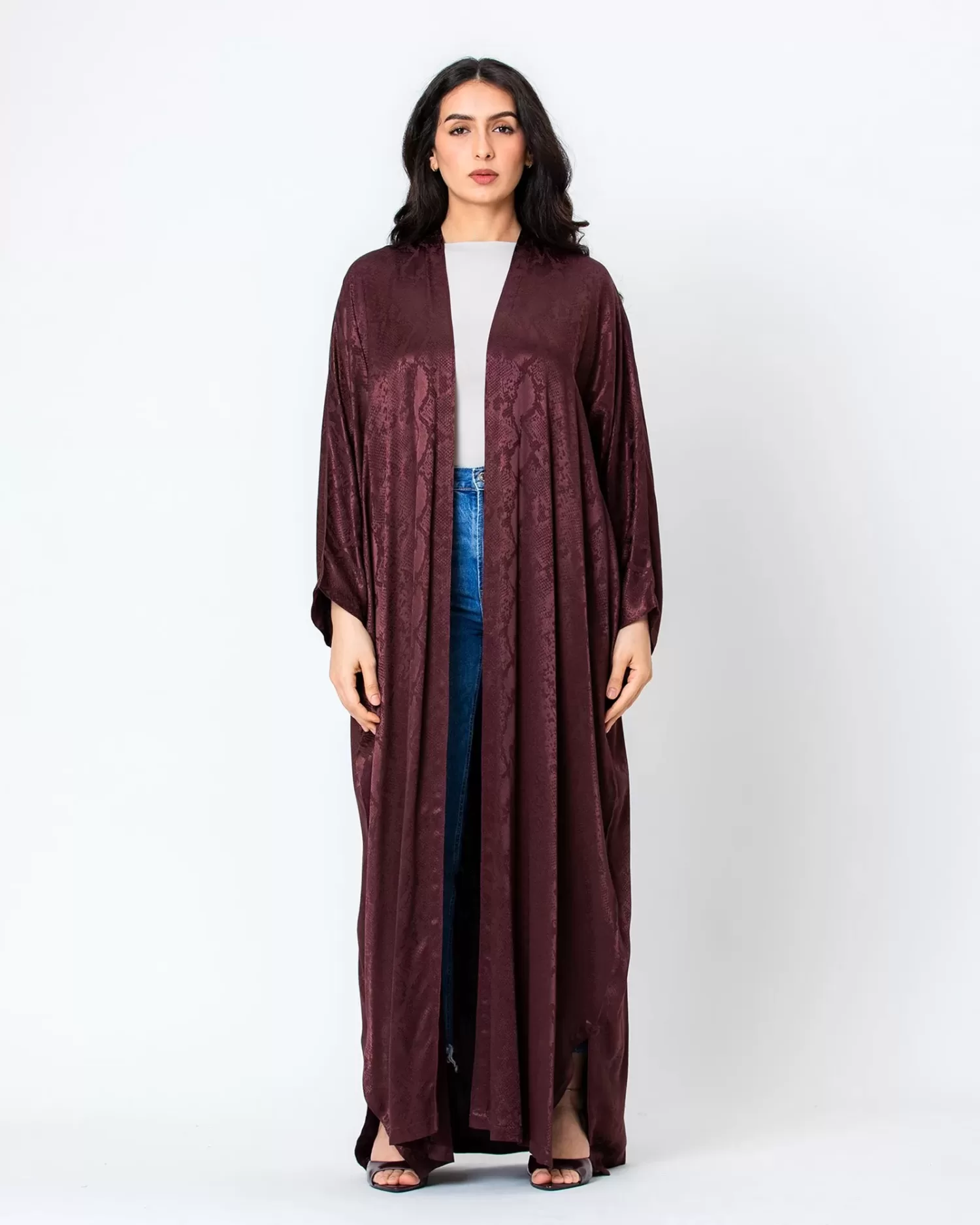 Lilith - Snakeskin Print Bisht Abaya - Image 1