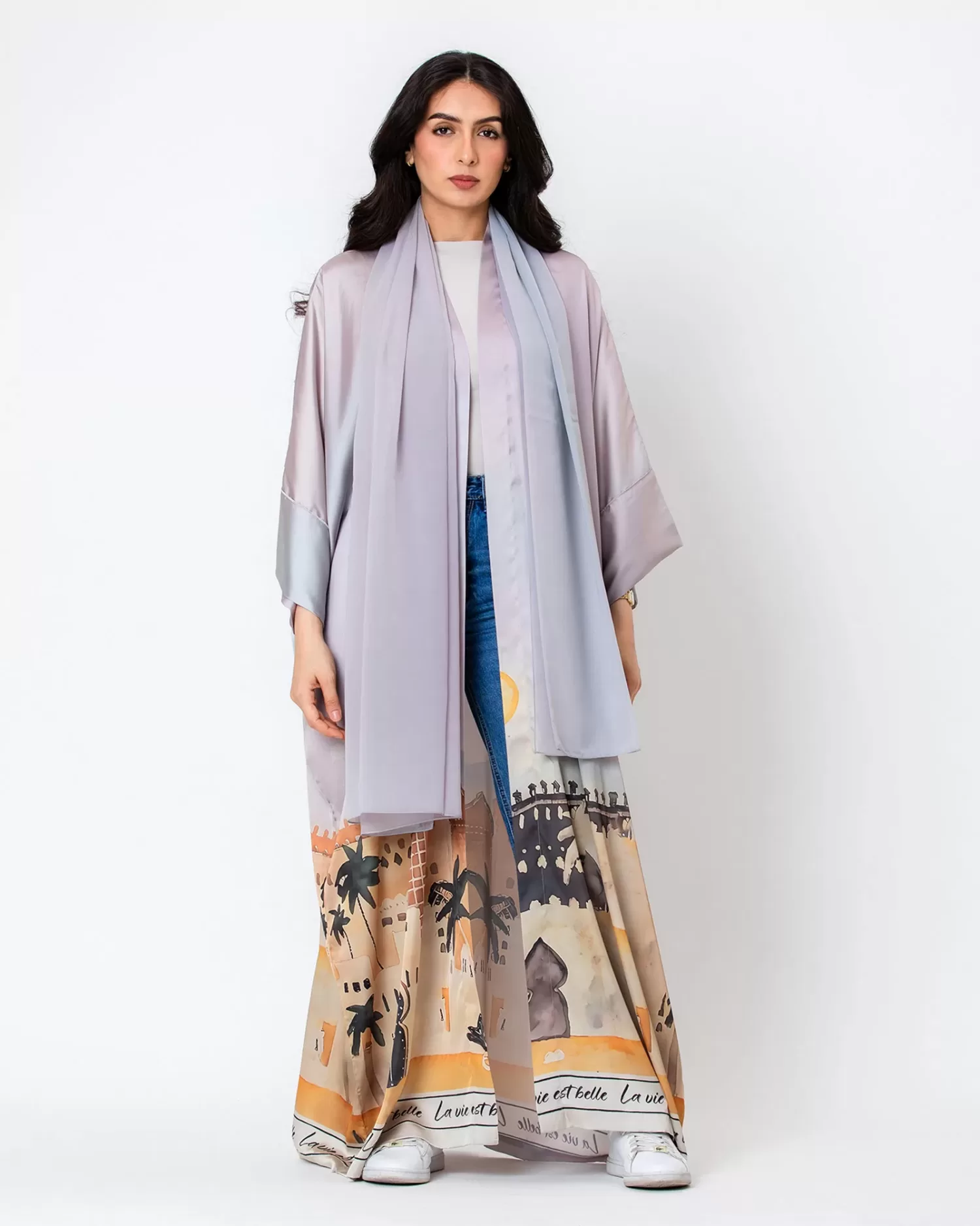Villora - Printed Silk Kaftan Abaya - Image 1