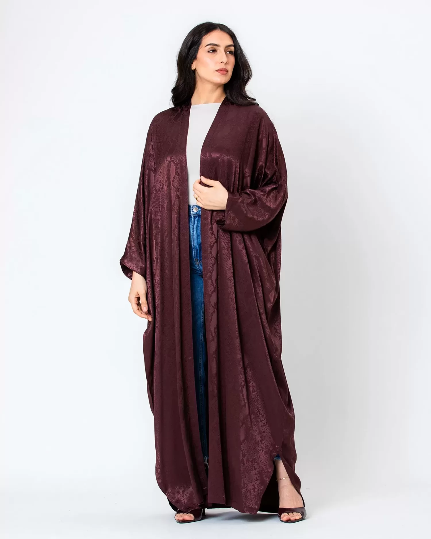 Lilith - Snakeskin Print Bisht Abaya - Image 4