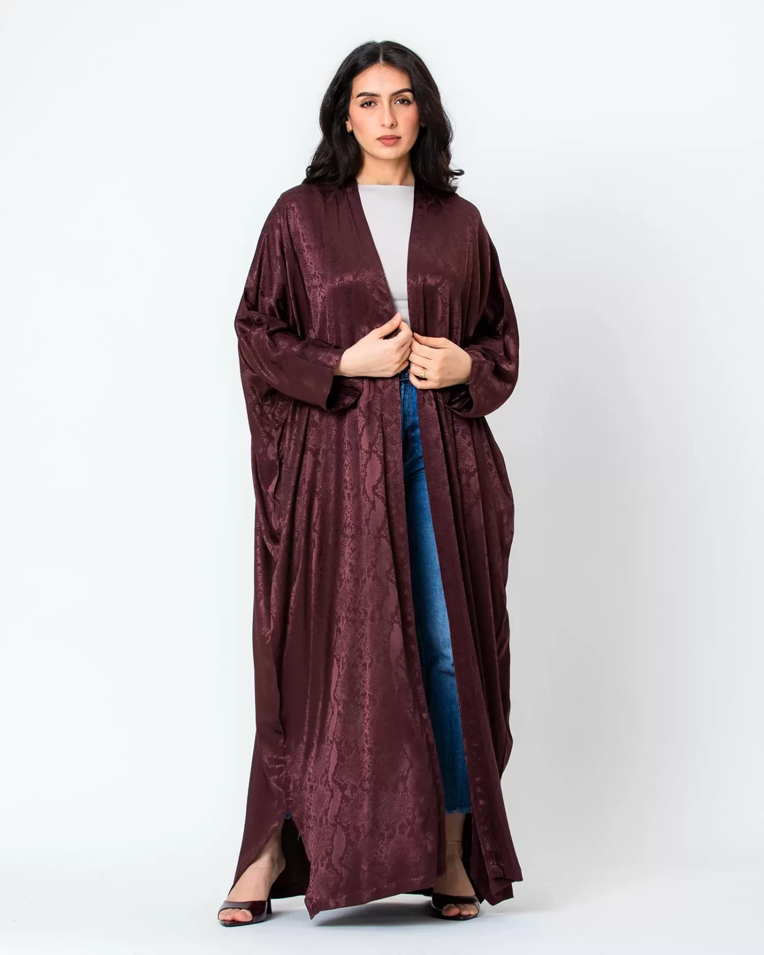 Lilith - Snakeskin Print Bisht Abaya - Image 6