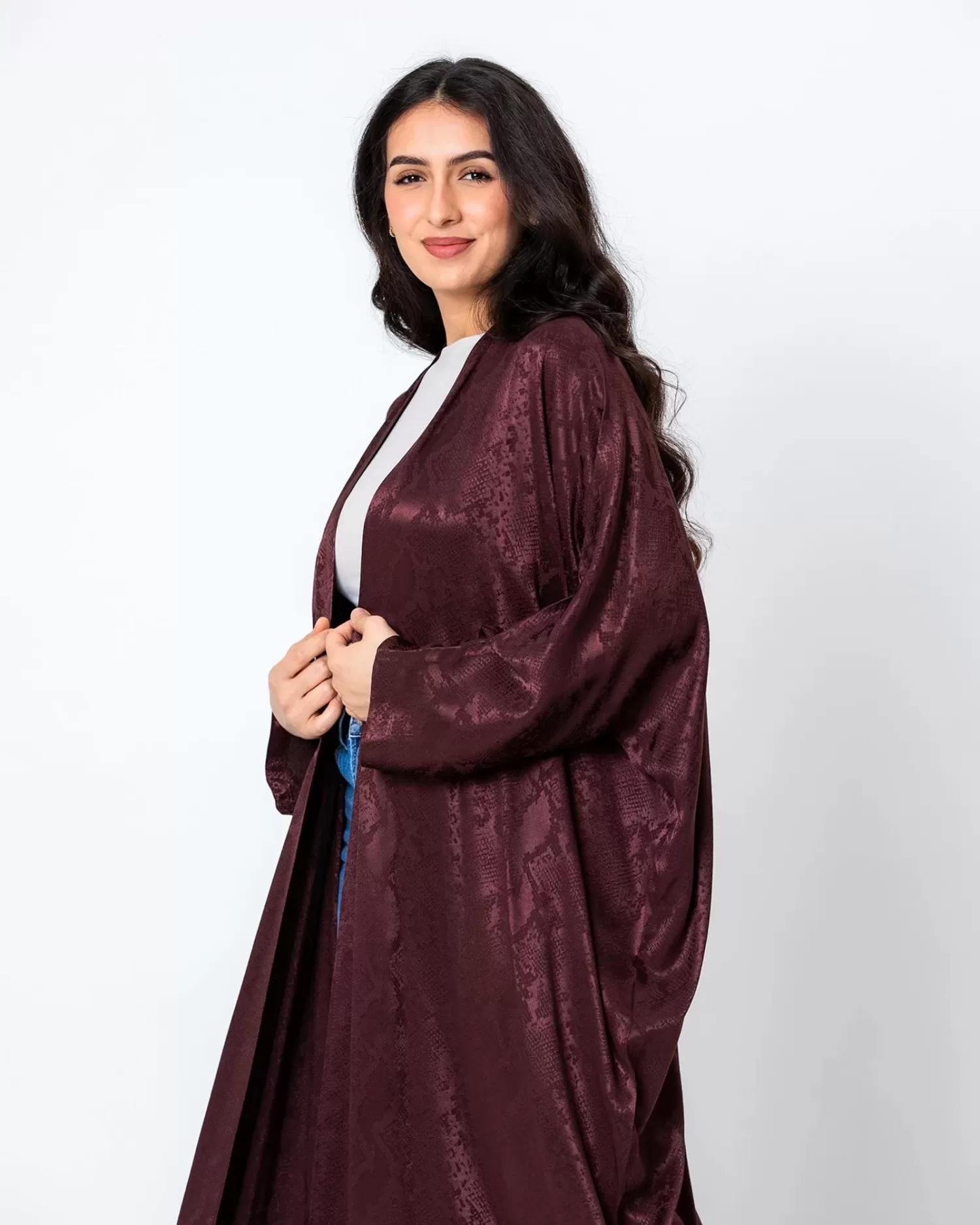 Lilith - Snakeskin Print Bisht Abaya - Image 2