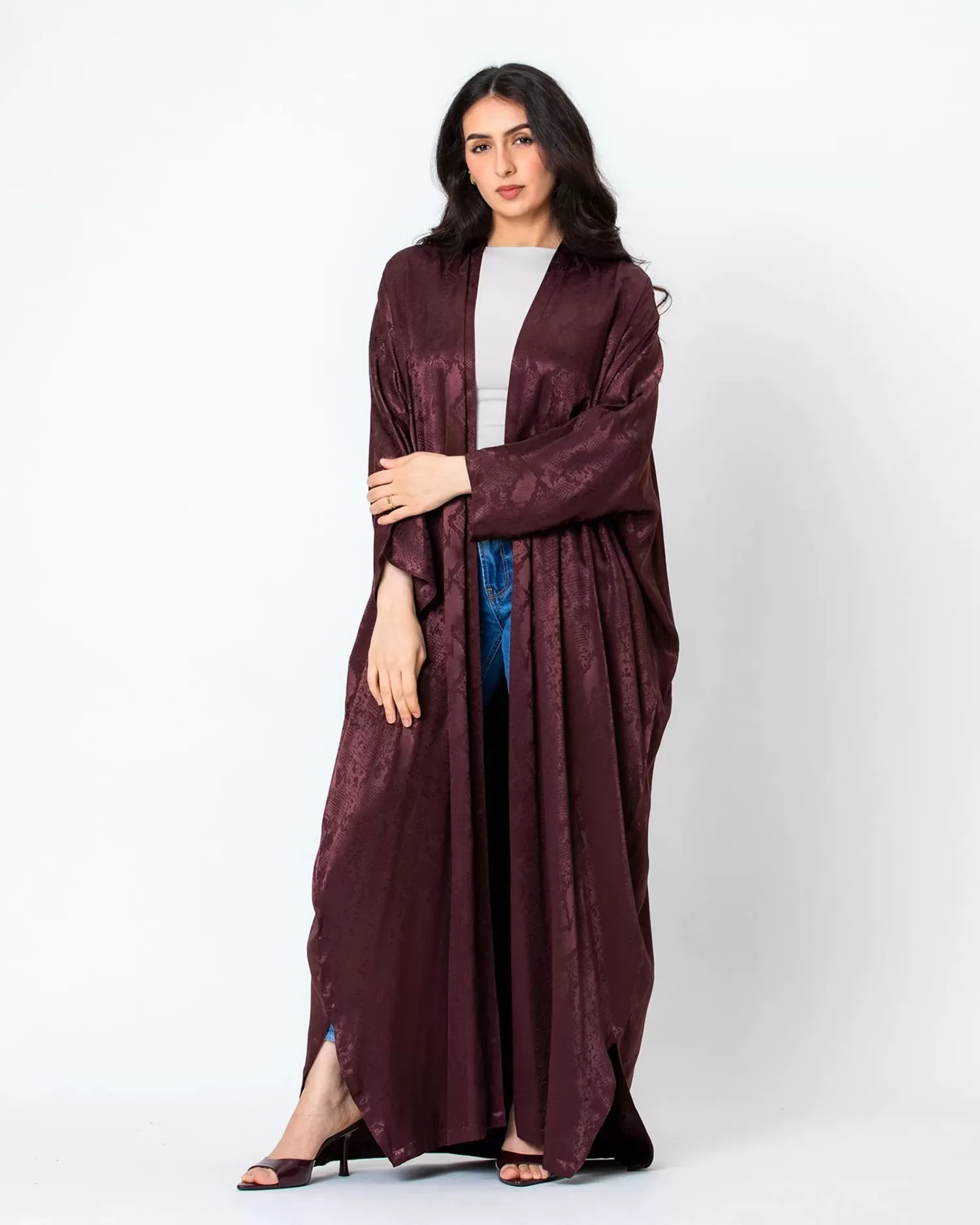 Lilith - Snakeskin Print Bisht Abaya - Image 5
