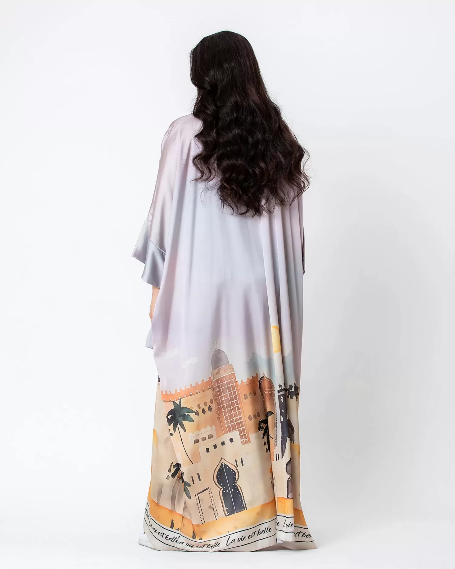 Villora - Printed Silk Kaftan Abaya - Image 5
