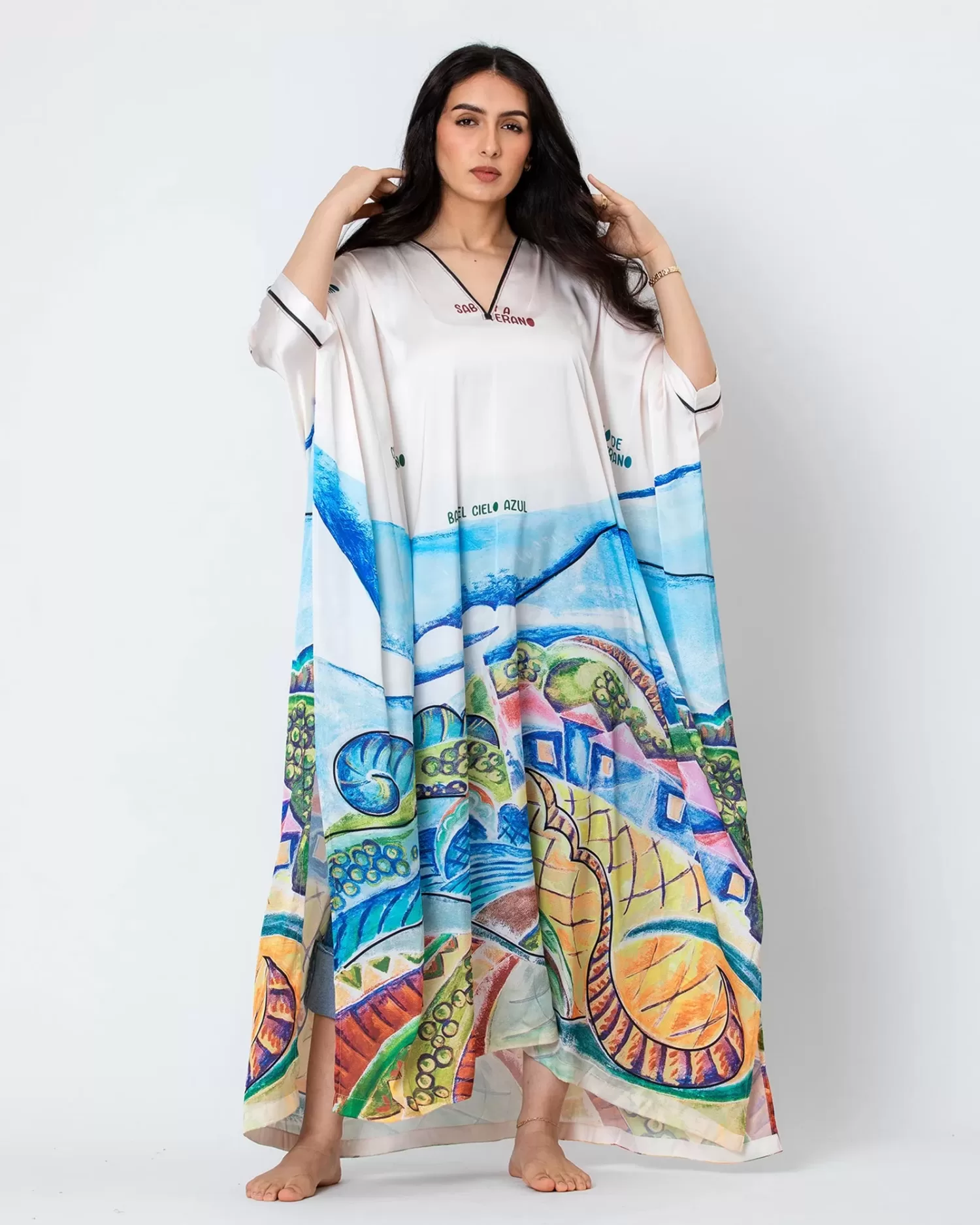Meadow - Printed Silk Kaftan - Image 6