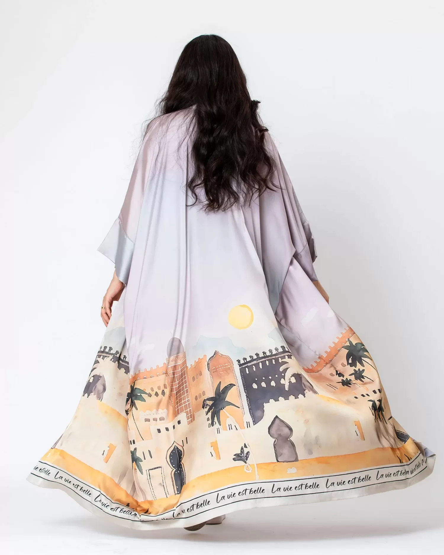 Villora - Printed Silk Kaftan Abaya - Image 7