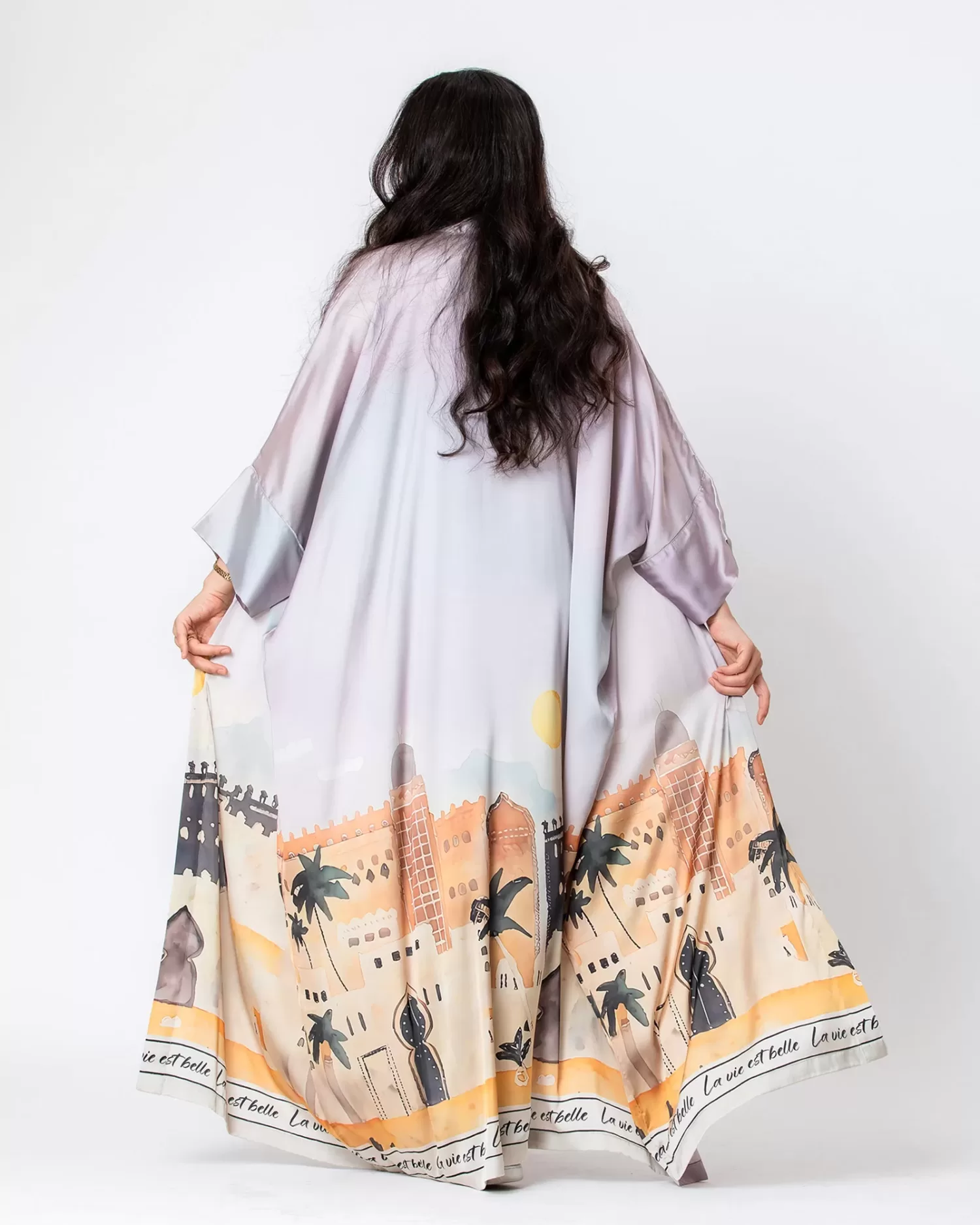 Villora - Printed Silk Kaftan Abaya - Image 6