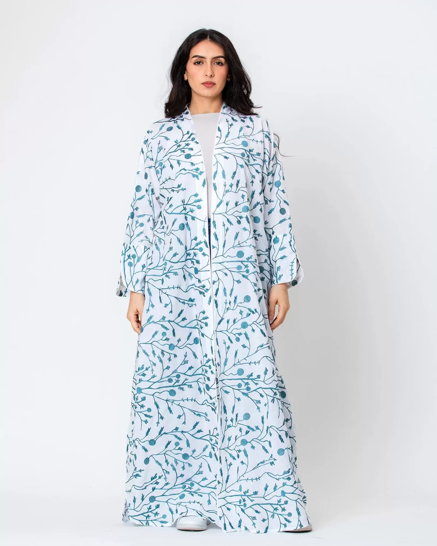 Spring - Embroidered Cotton Linen Abaya - Image 1