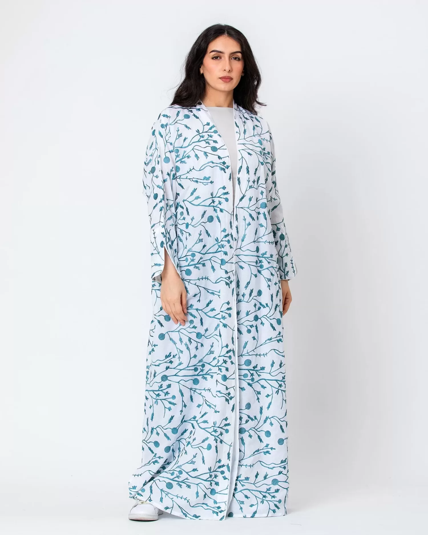 Spring - Embroidered Cotton Linen Abaya - Image 3