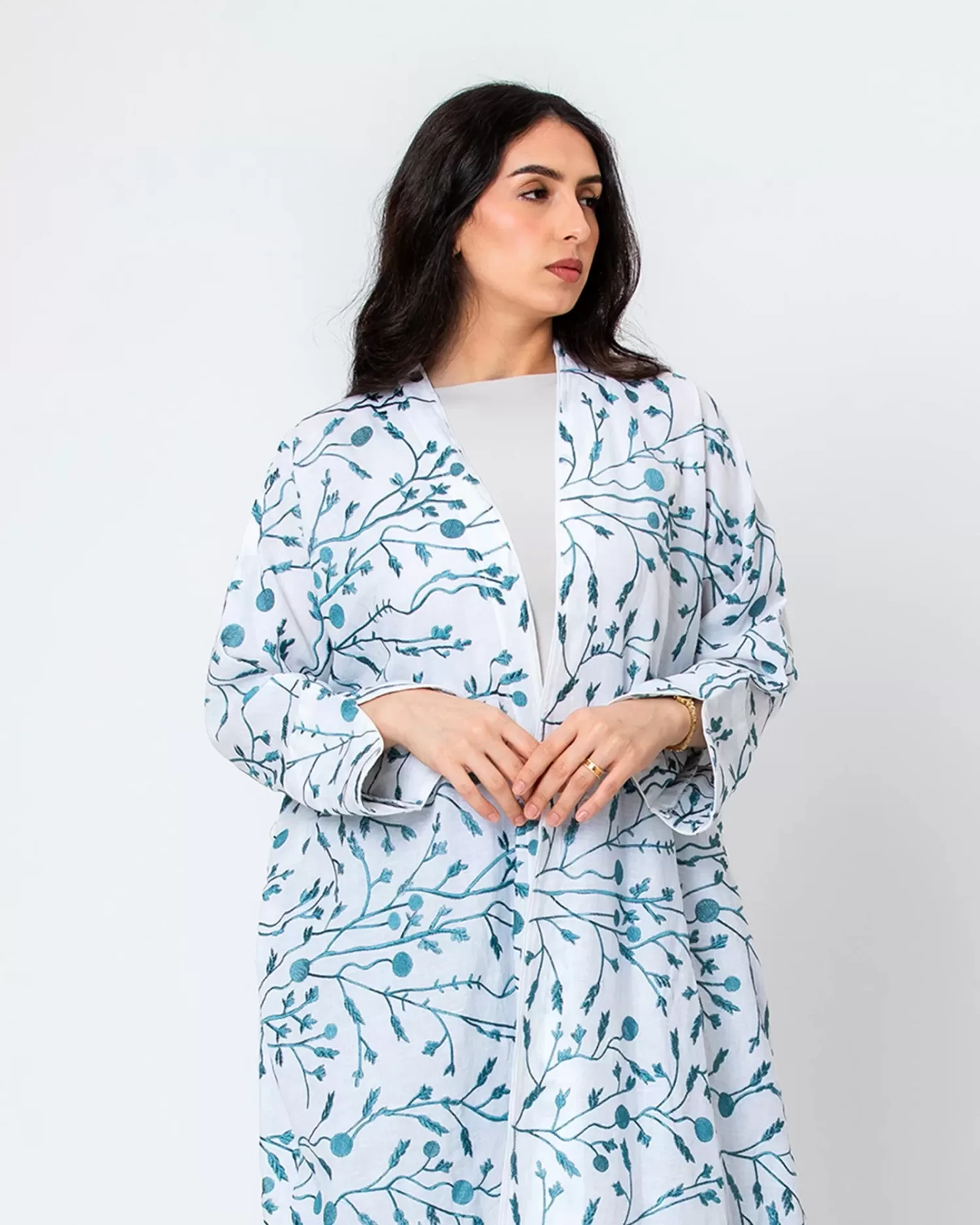 Spring - Embroidered Cotton Linen Abaya - Image 2
