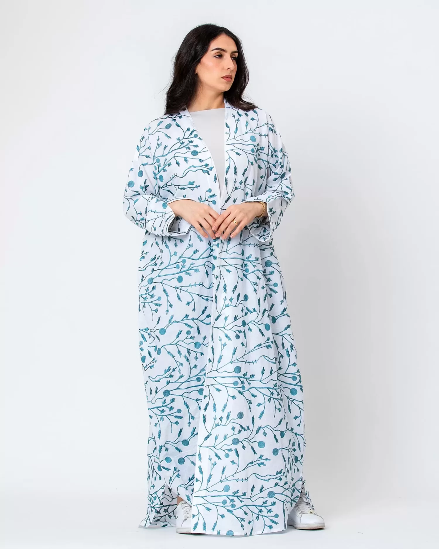 Spring - Embroidered Cotton Linen Abaya - Image 5