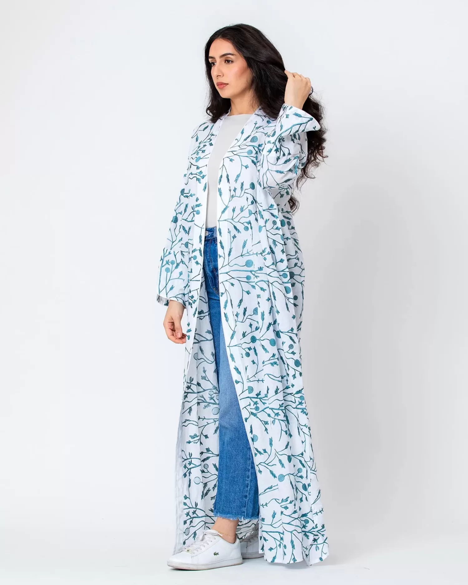 Spring - Embroidered Cotton Linen Abaya - Image 4