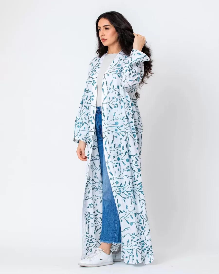 Spring - Embroidered Cotton Linen Abaya - Image 4