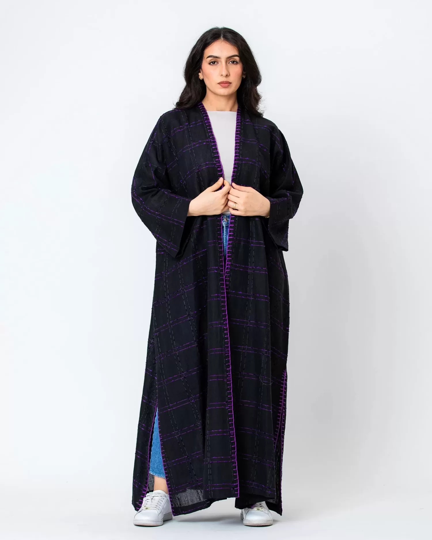 Georgia 2.0 – Linen Kaftan with Needlework Embroidery - Image 1