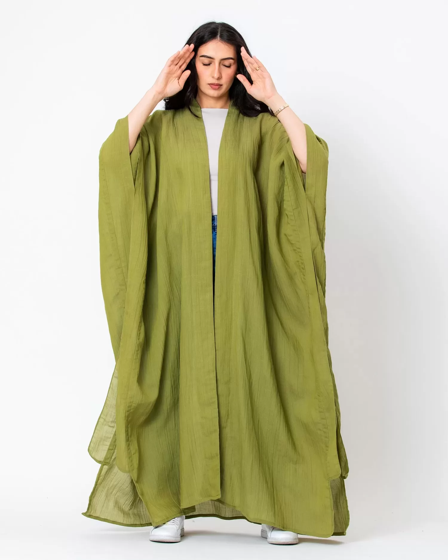 Azure - Crinkle Cotton Kaftan Abaya - Image 3