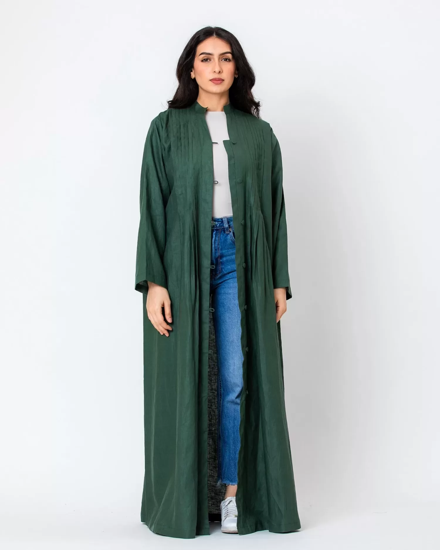 Blossom Abaya - Pleated Linen with Buttons - Image 1