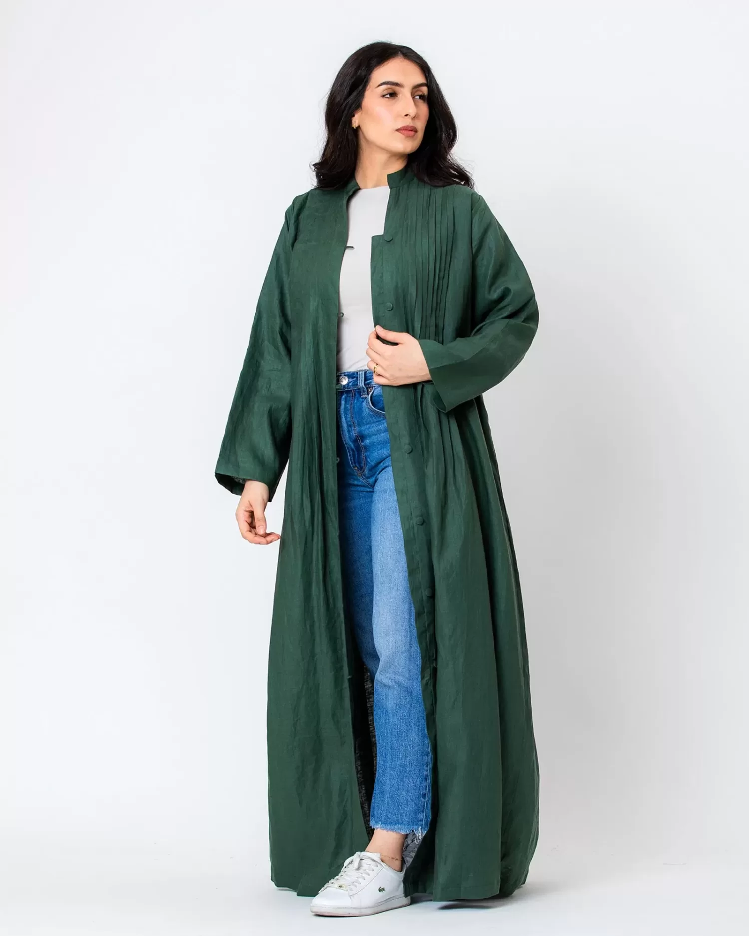 Blossom Abaya - Pleated Linen with Buttons - Image 6