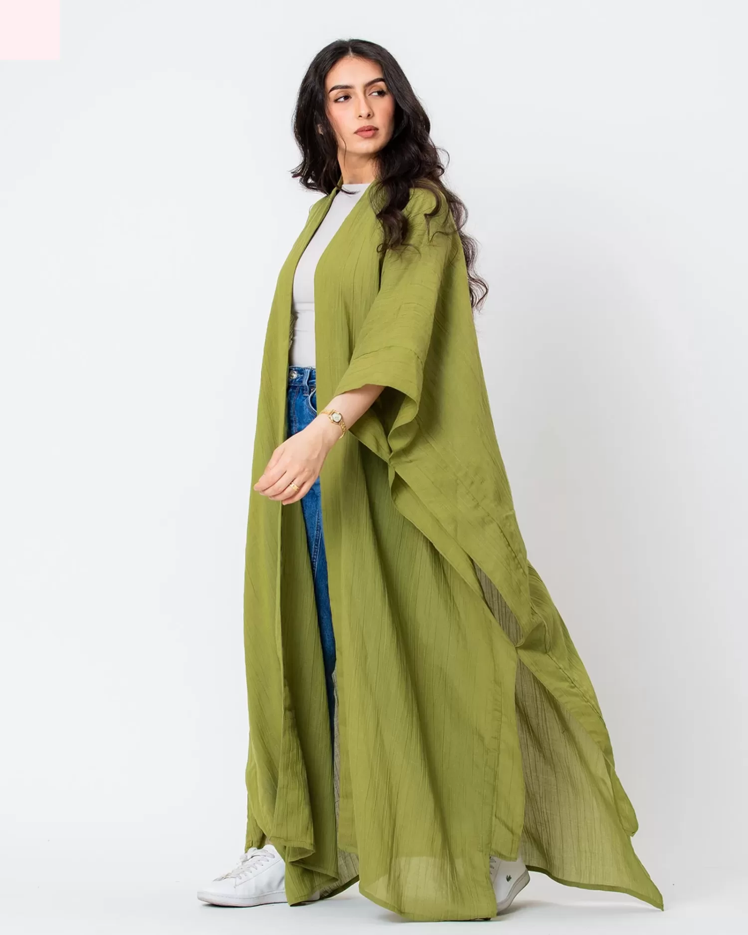 Azure - Crinkle Cotton Kaftan Abaya - Image 4