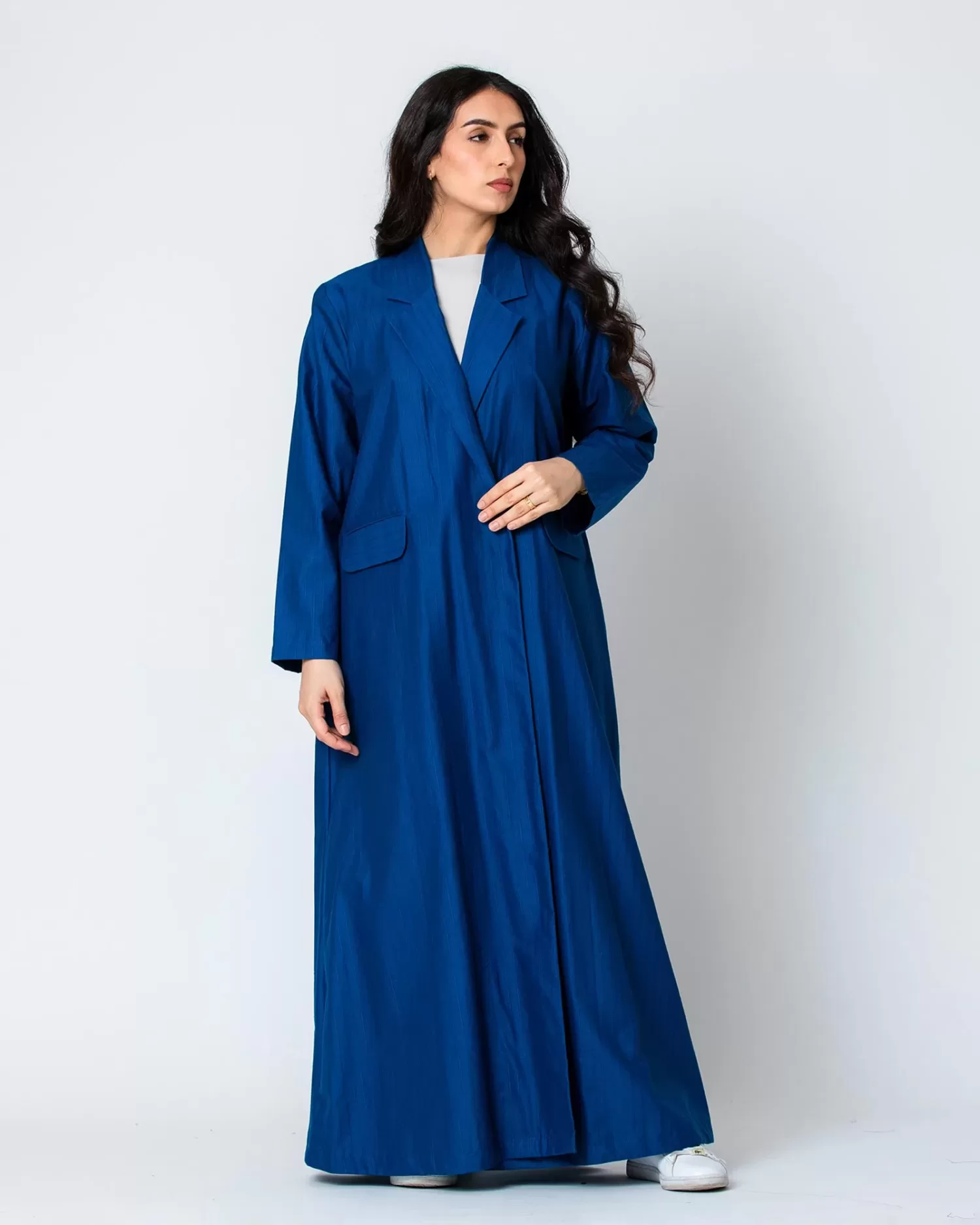 The Blazer - Striped Cotton Abaya with Pockets - Image 5