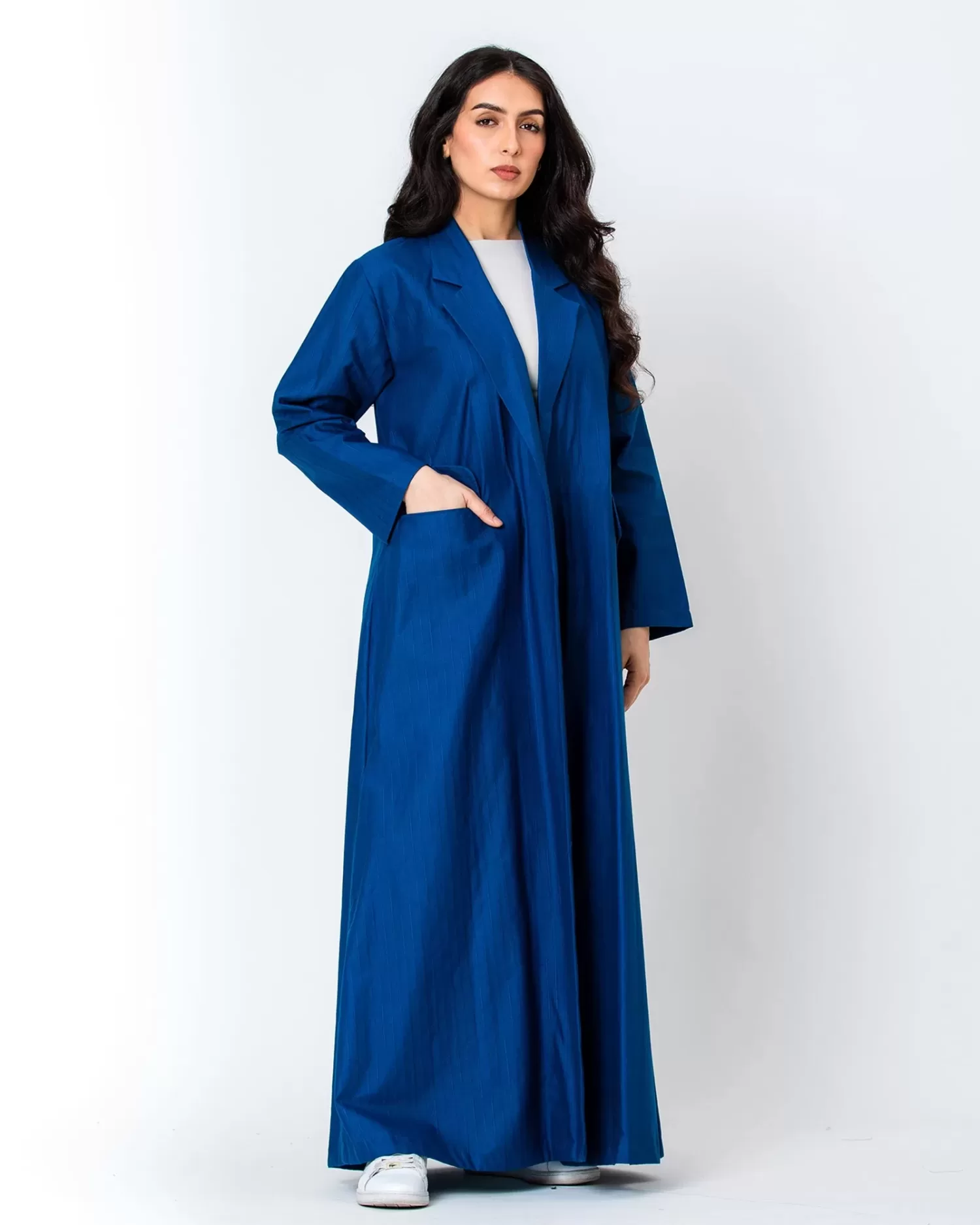 The Blazer - Striped Cotton Abaya with Pockets - Image 4