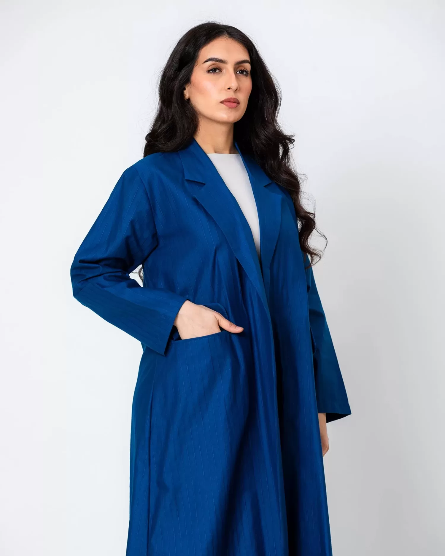 The Blazer - Striped Cotton Abaya with Pockets - Image 2