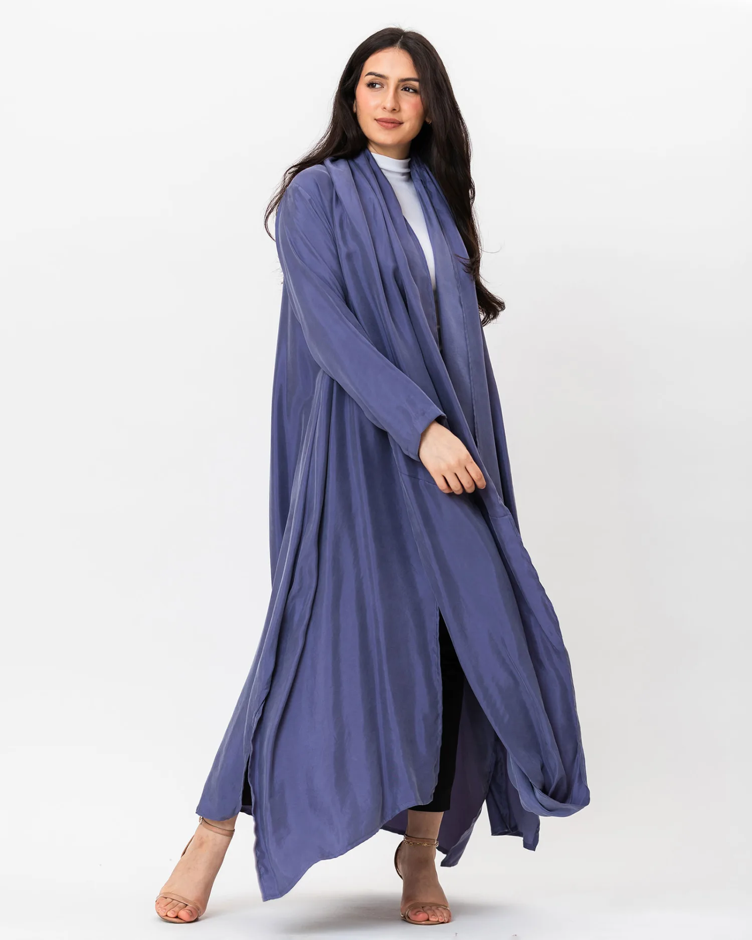 Anna - Asymmetrical Washed Silk Abaya - Image 8